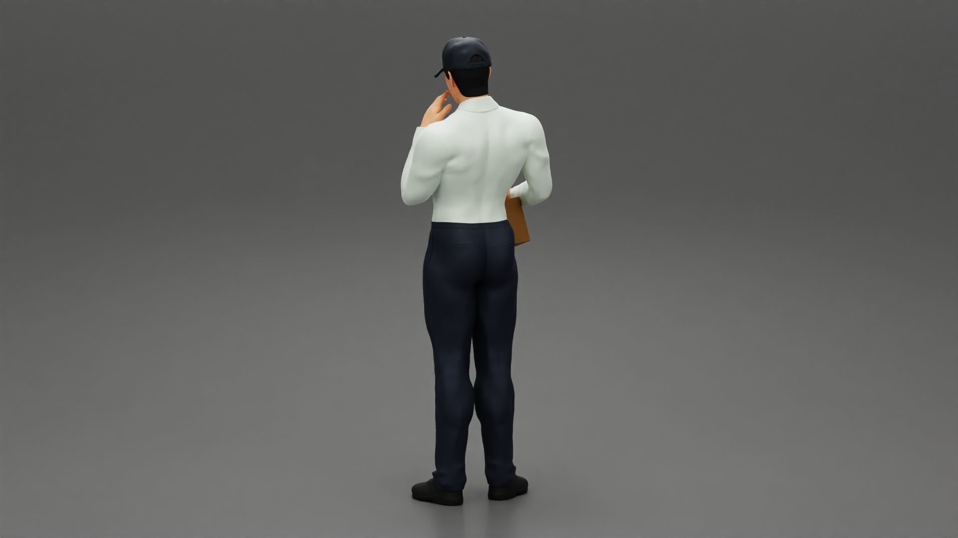 Delivery man holding a box 3D print model_4