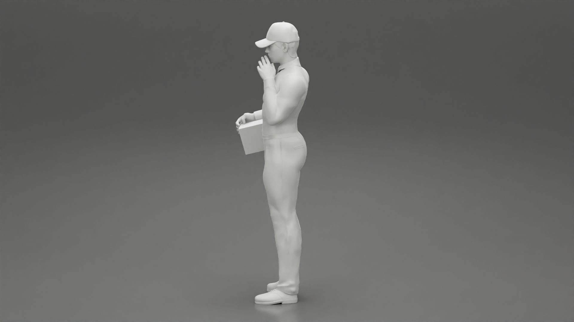 Delivery man holding a box 3D print model_11