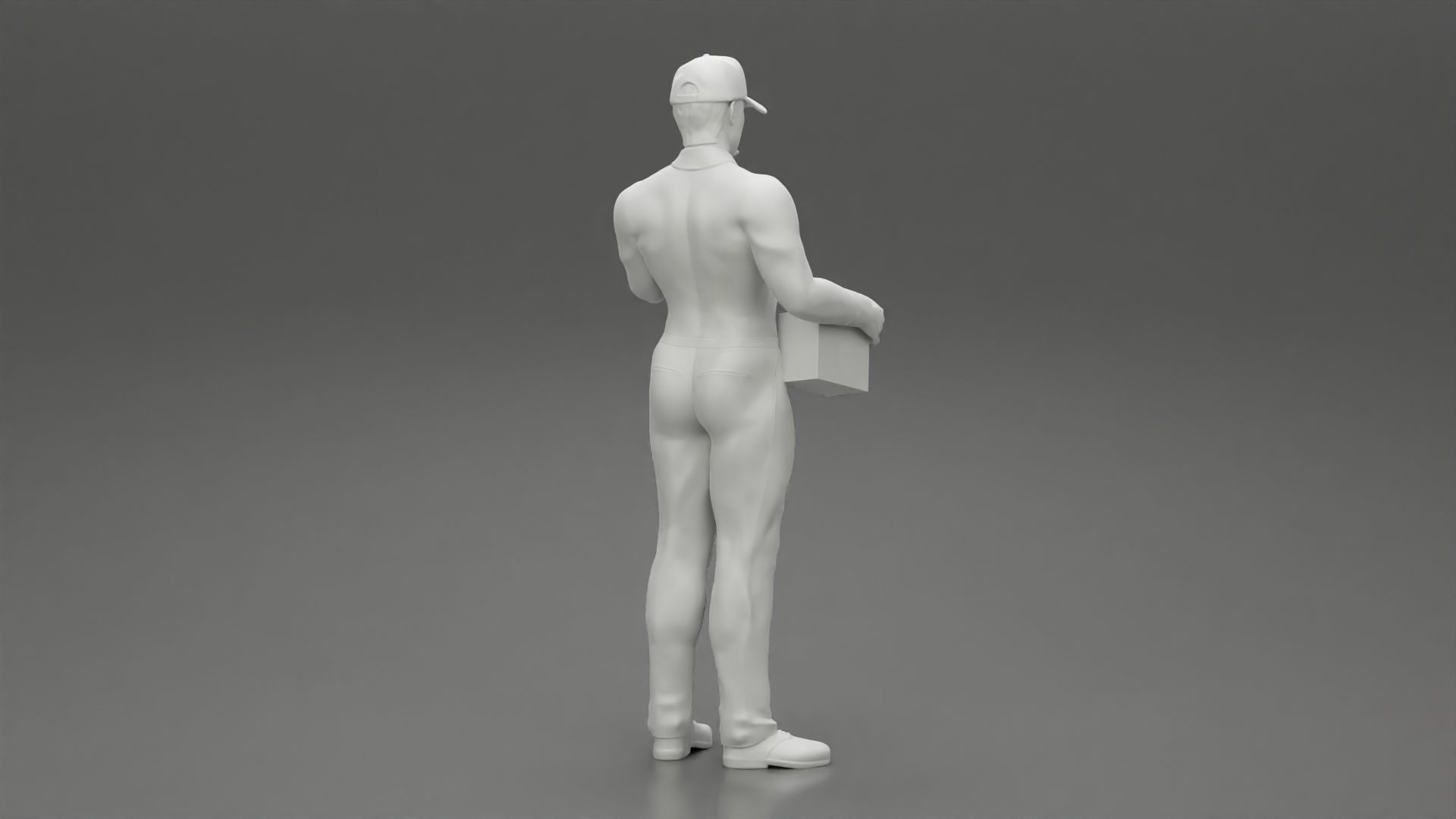 Delivery man holding a box 3D print model_9