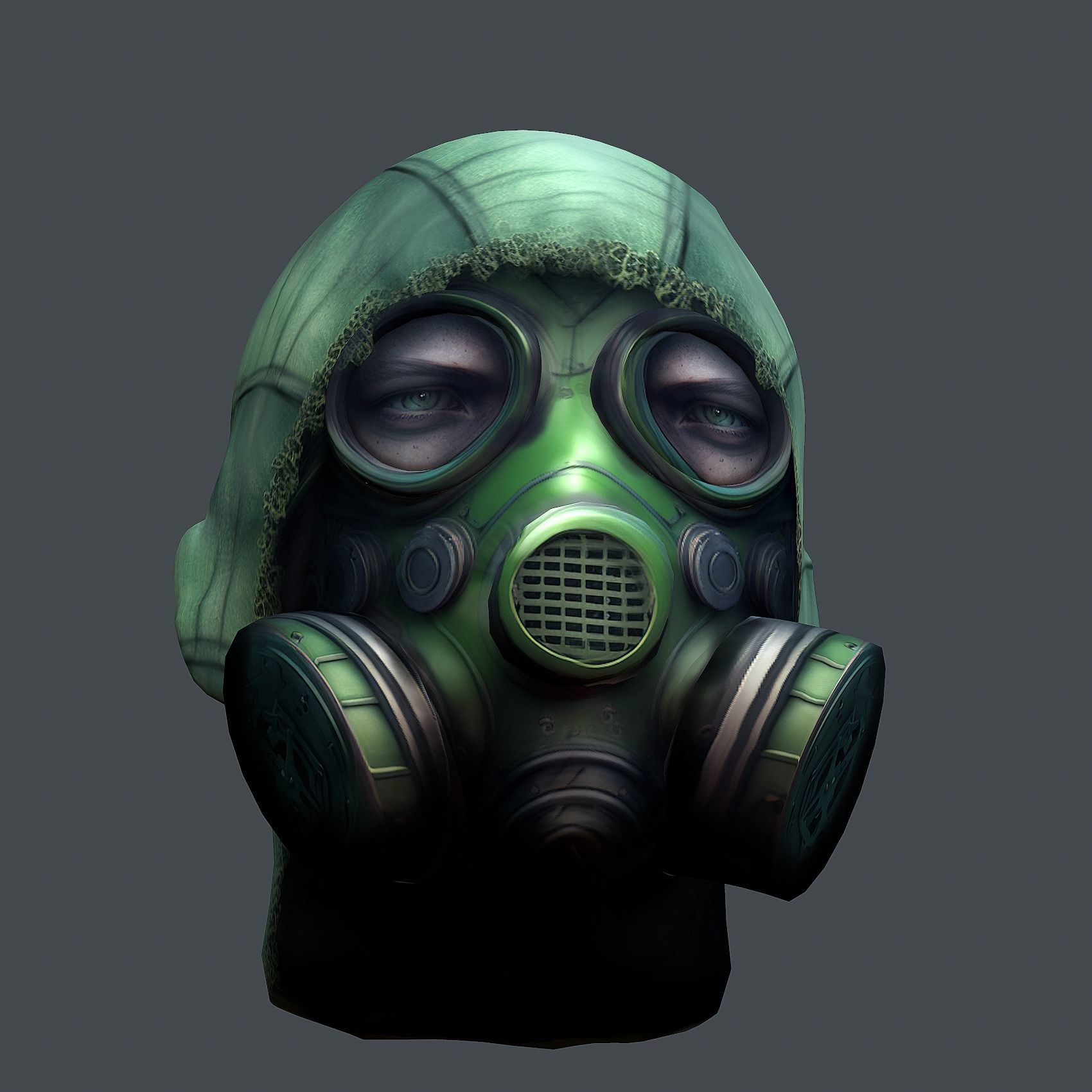 Gas mask helmet scifi Low-poly character art game space Low-poly 3D model_5
