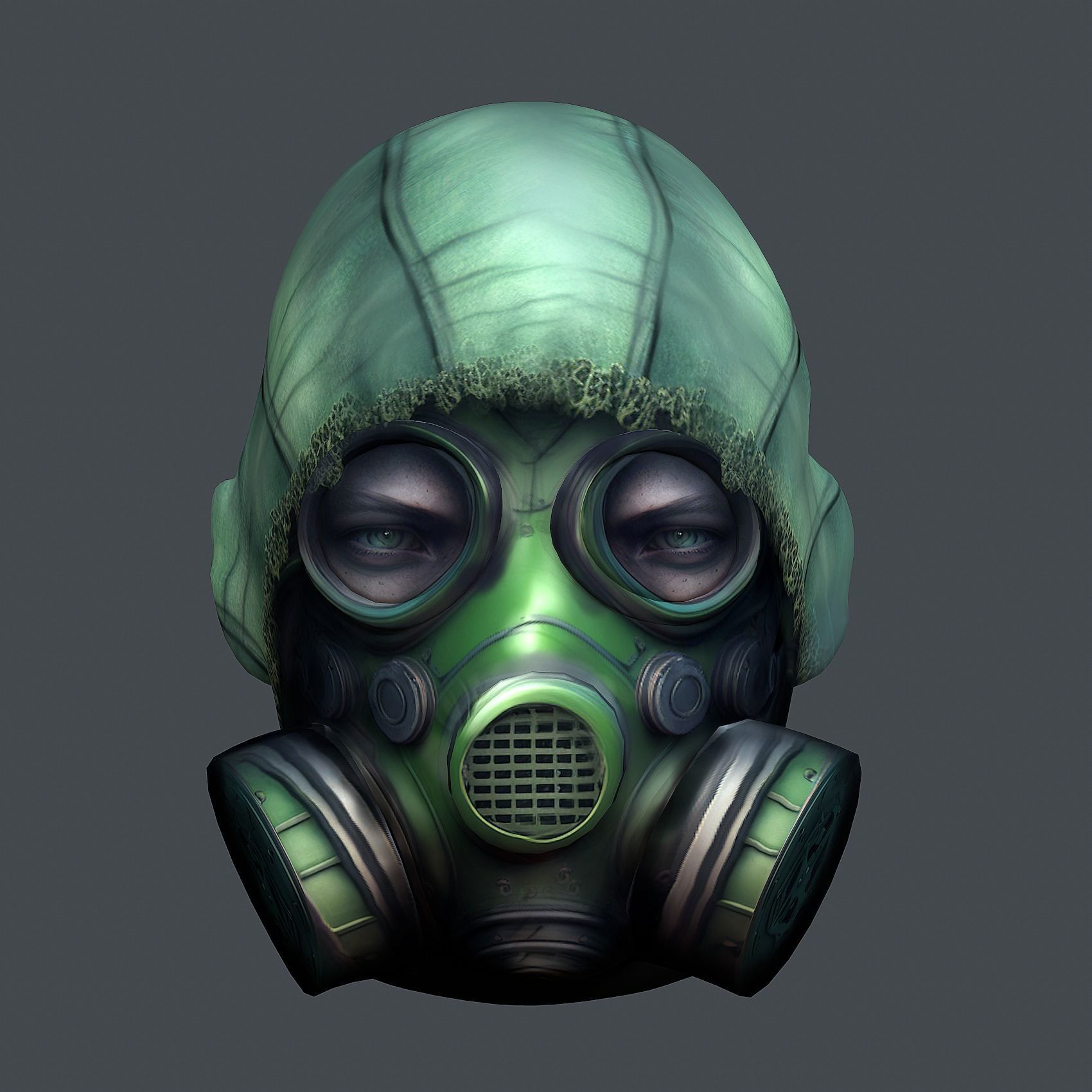 Gas mask helmet scifi Low-poly character art game space Low-poly 3D model_2