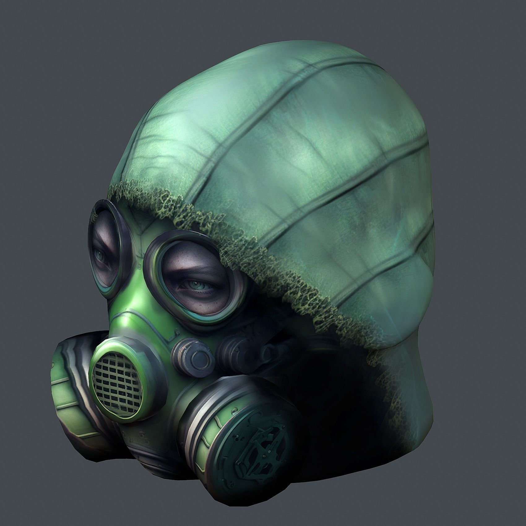Gas mask helmet scifi Low-poly character art game space Low-poly 3D model_7