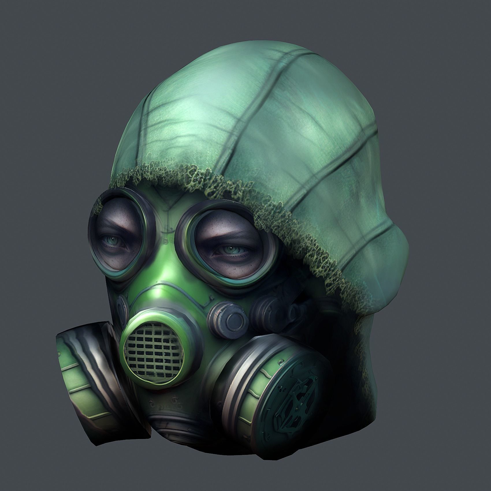 Gas mask helmet scifi Low-poly character art game space Low-poly 3D model_3