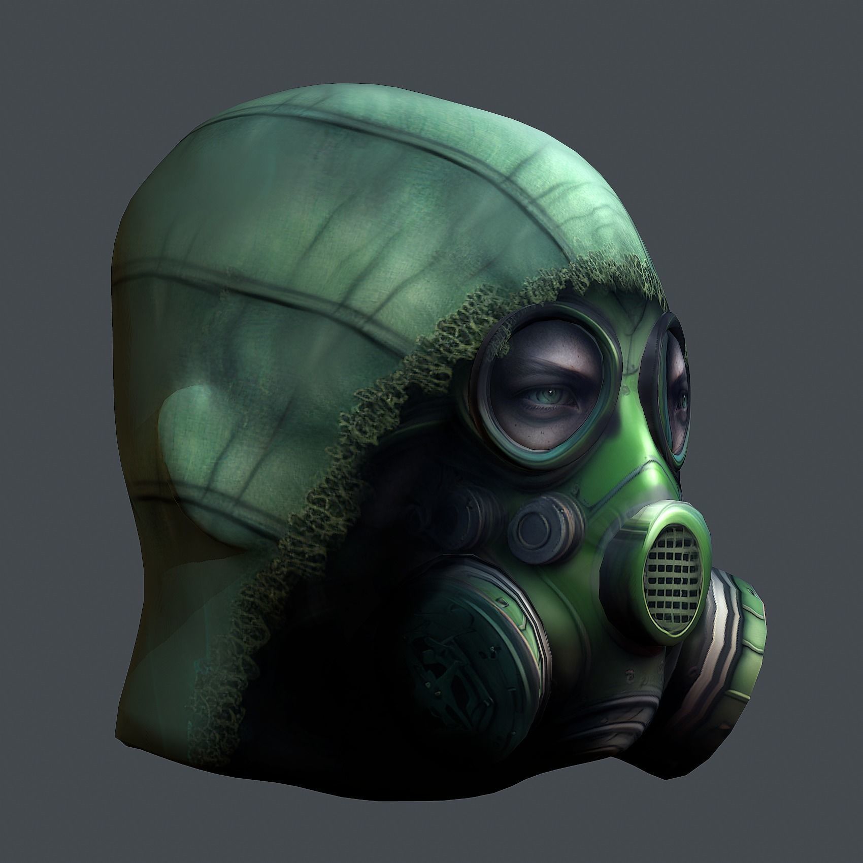 Gas mask helmet scifi Low-poly character art game space Low-poly 3D model_6