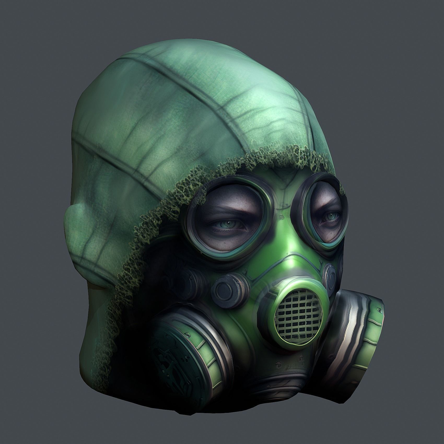 Gas mask helmet scifi Low-poly character art game space Low-poly 3D model_4