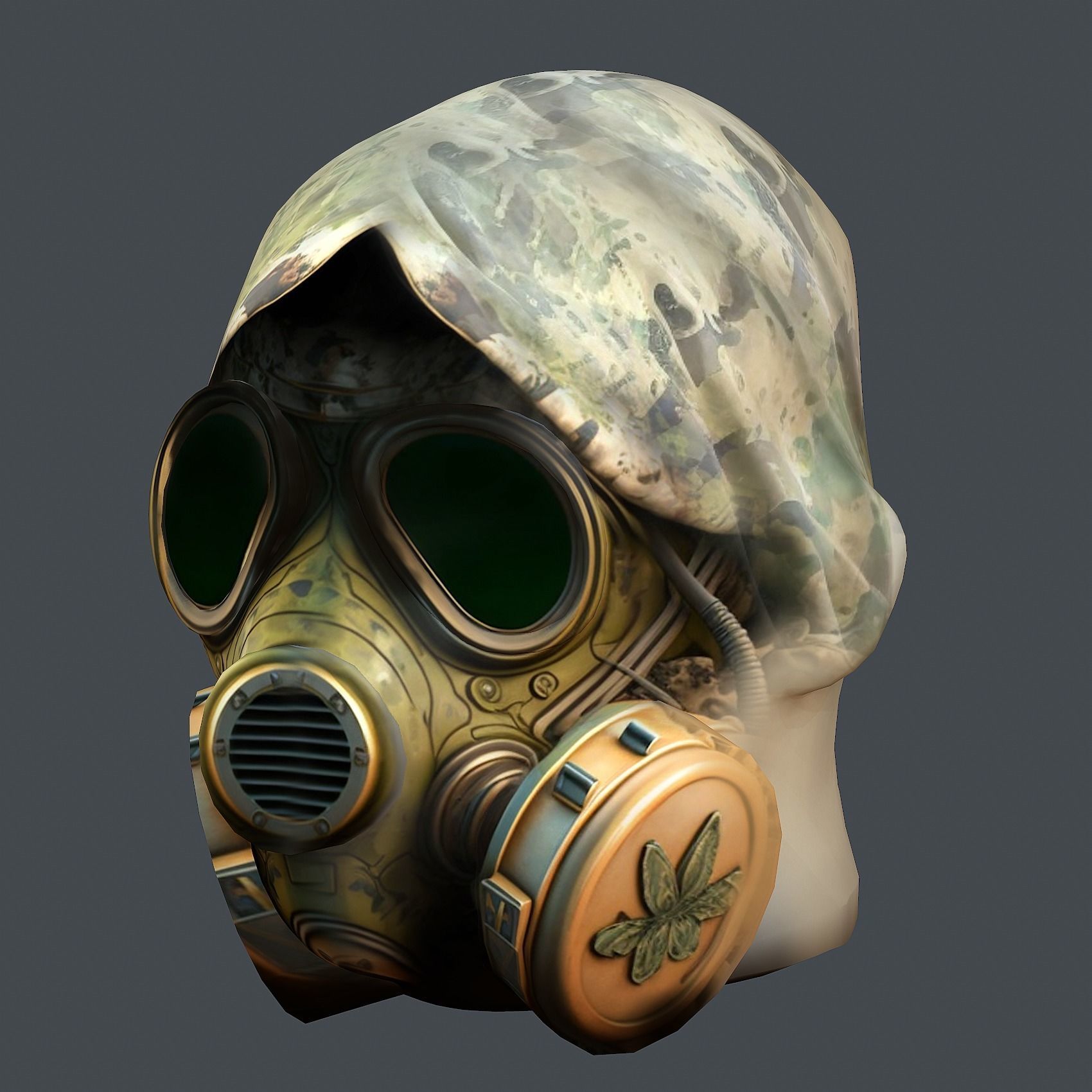 Gas mask helmet 3d model military combat fantasy cyborg Low-poly 3D model_5