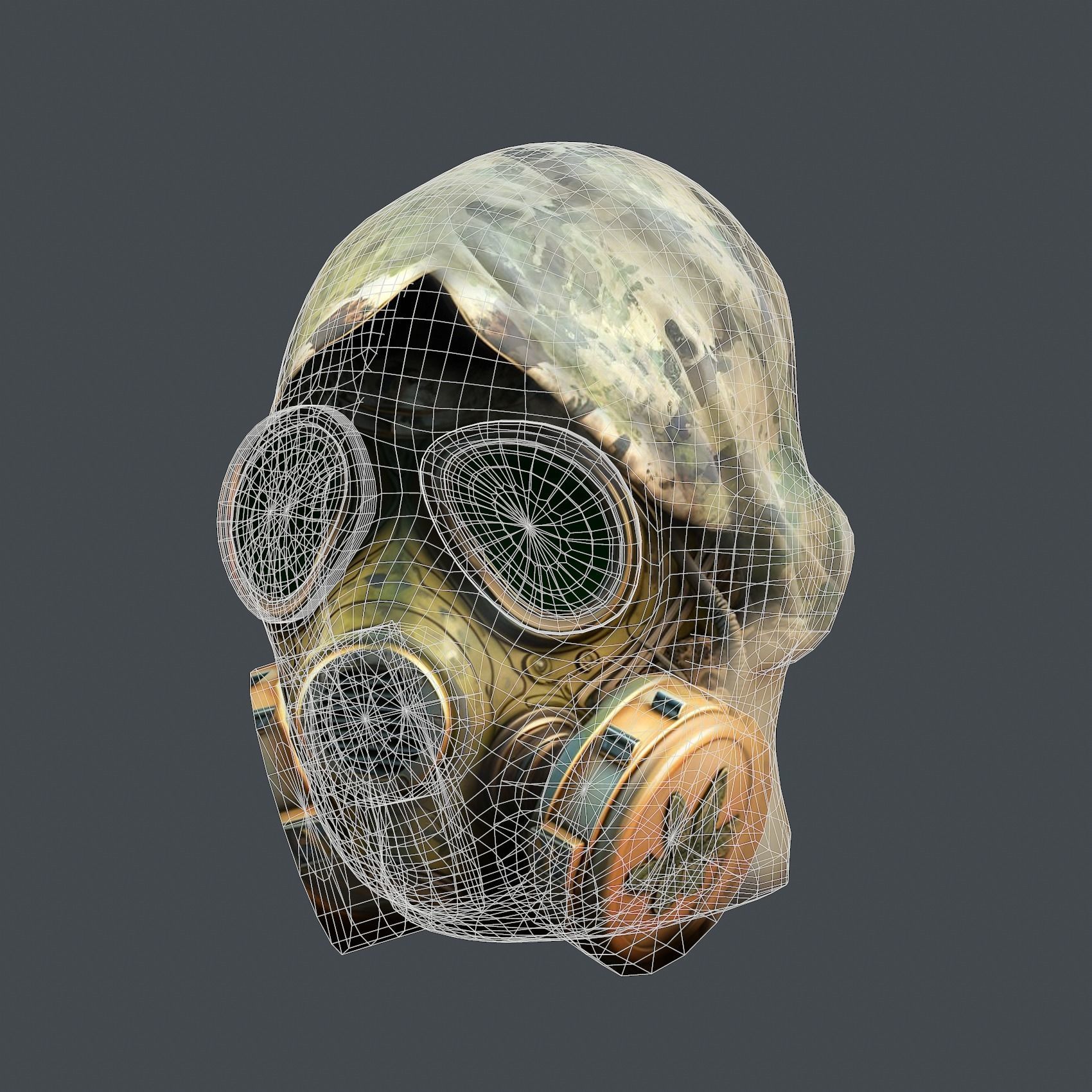Gas mask helmet 3d model military combat fantasy cyborg Low-poly 3D model_8