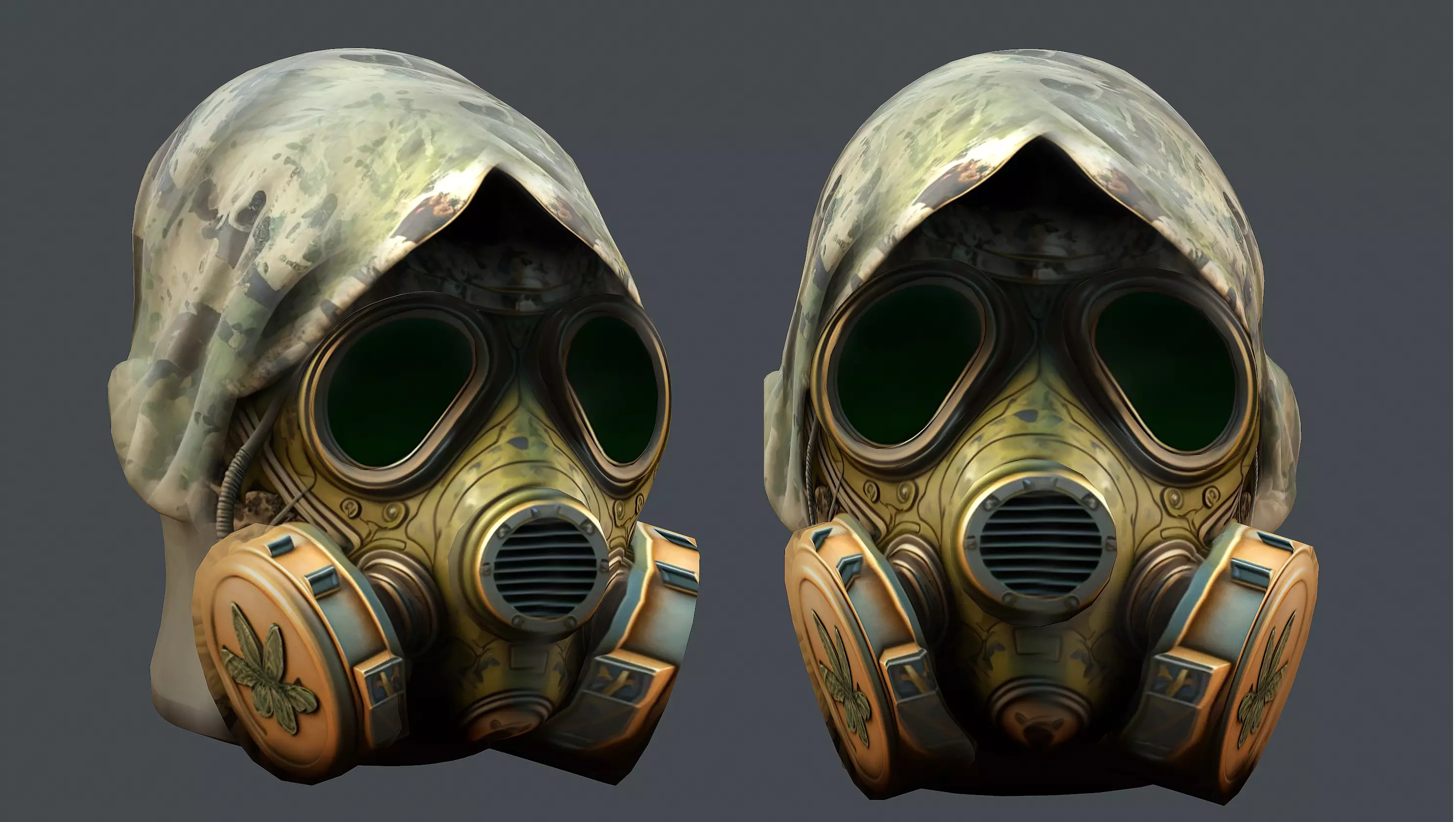 Gas mask helmet 3d model military combat fantasy cyborg Low-poly 3D model_0