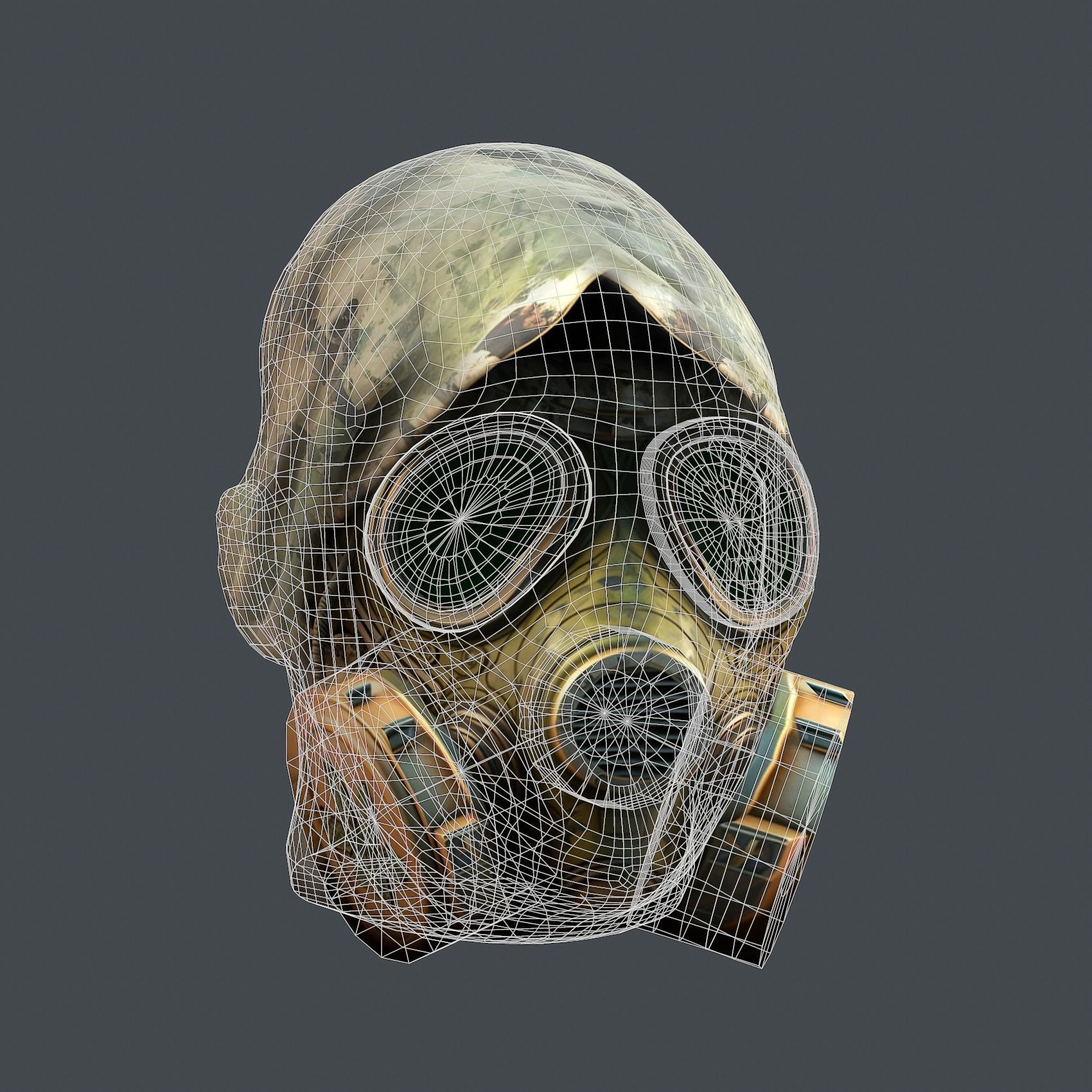 Gas mask helmet 3d model military combat fantasy cyborg Low-poly 3D model_7