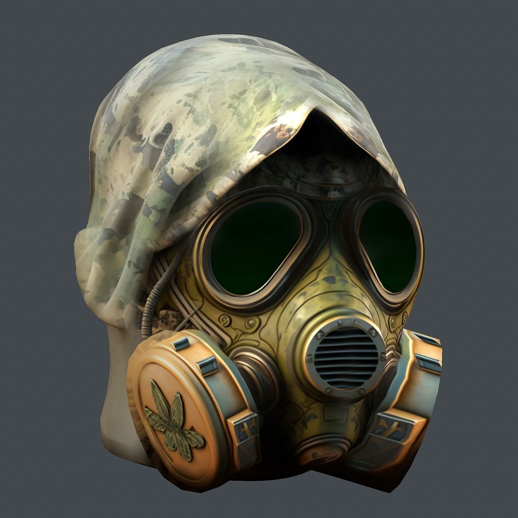 Gas mask helmet 3d model military combat fantasy cyborg Low-poly 3D model_3