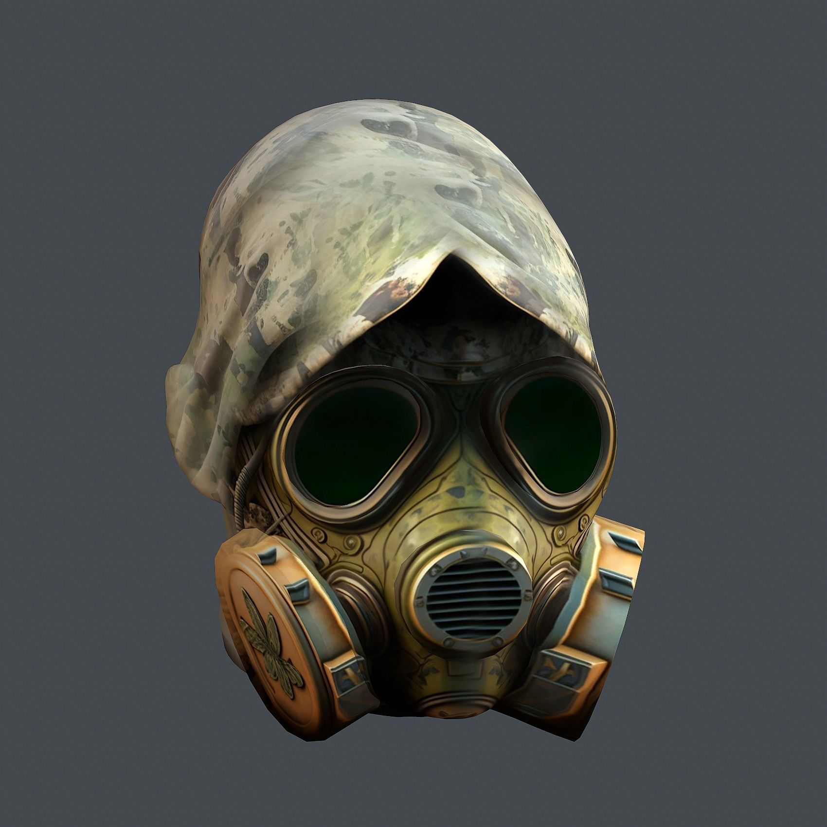 Gas mask helmet 3d model military combat fantasy cyborg Low-poly 3D model_6