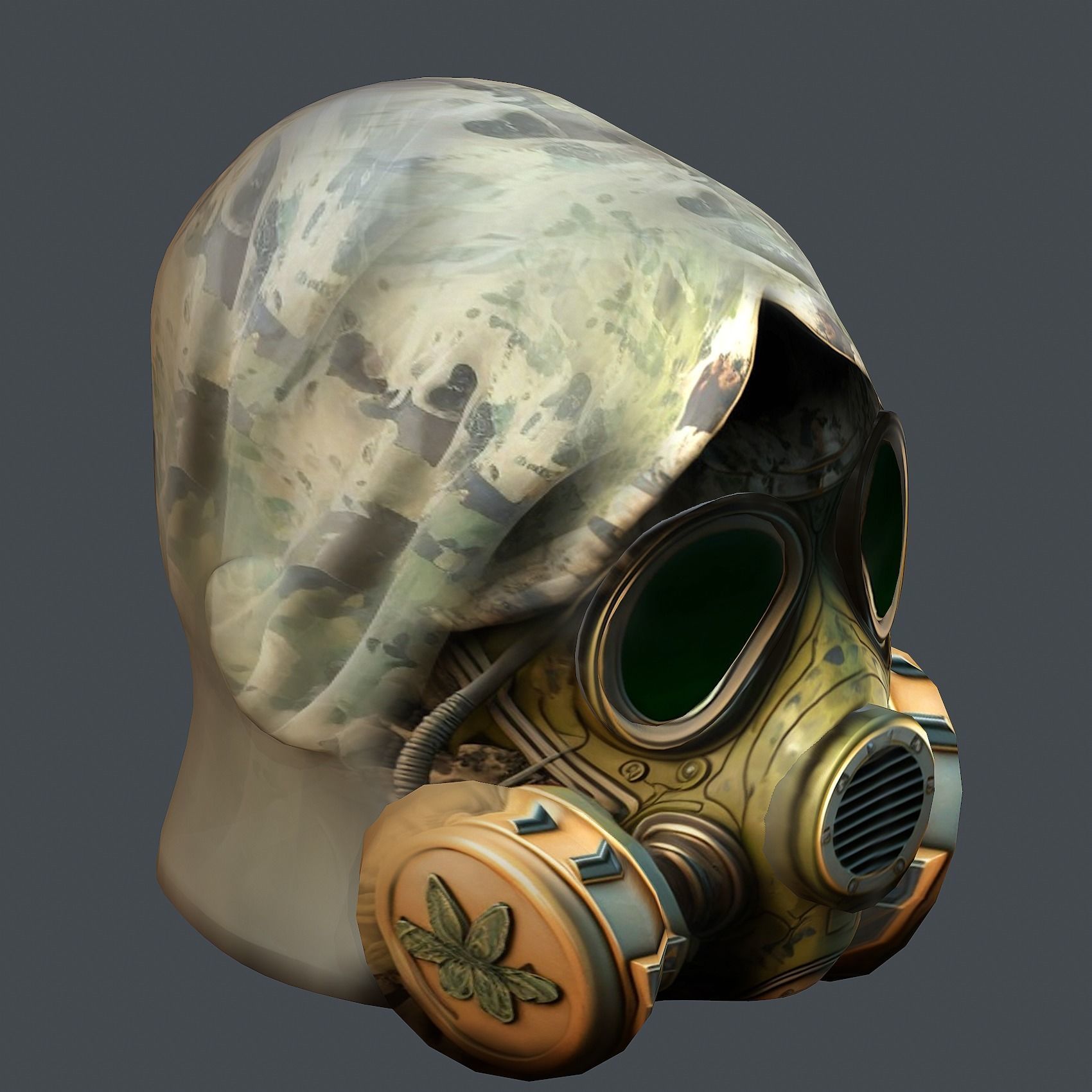 Gas mask helmet 3d model military combat fantasy cyborg Low-poly 3D model_4