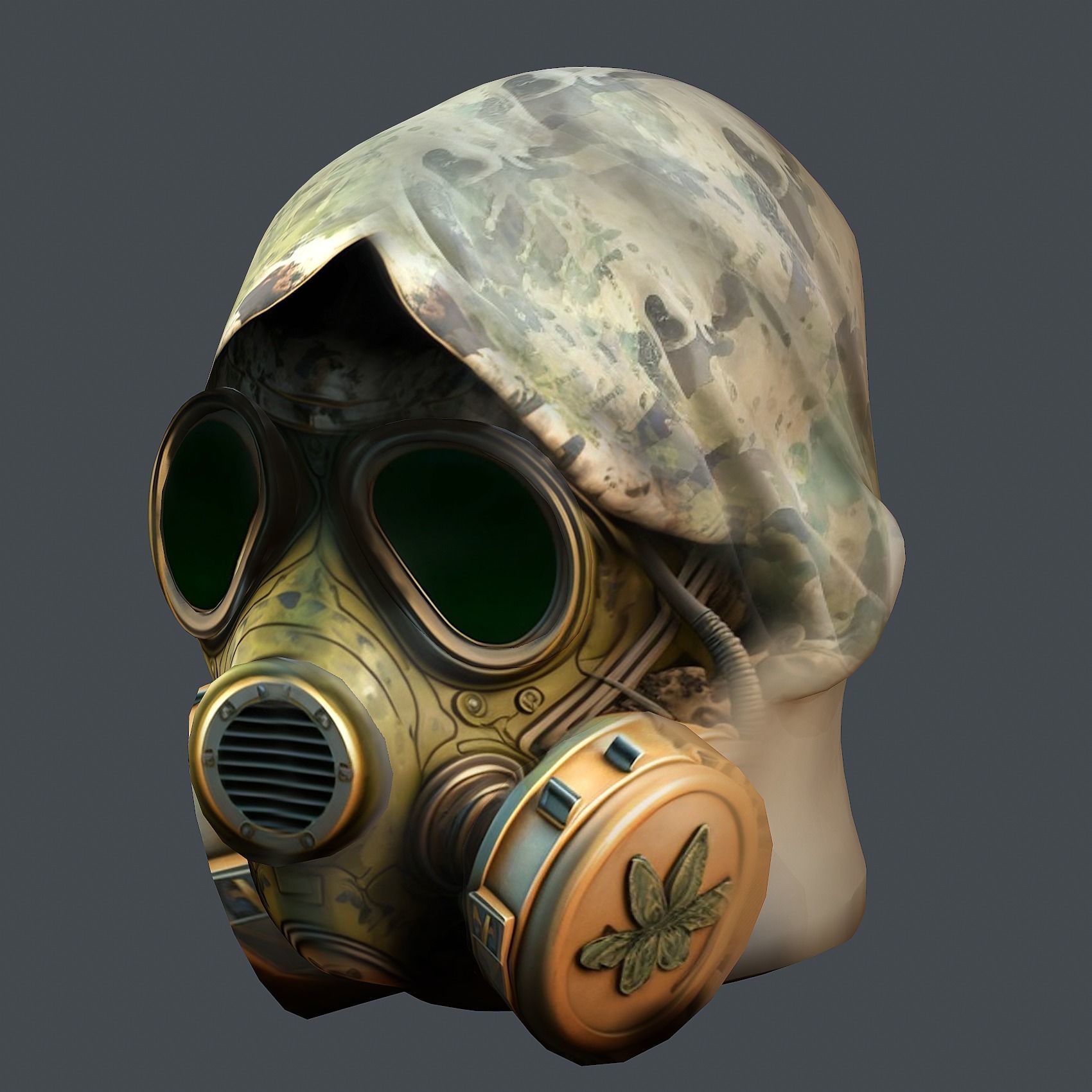 Gas mask helmet 3d model military combat fantasy cyborg Low-poly 3D model_2