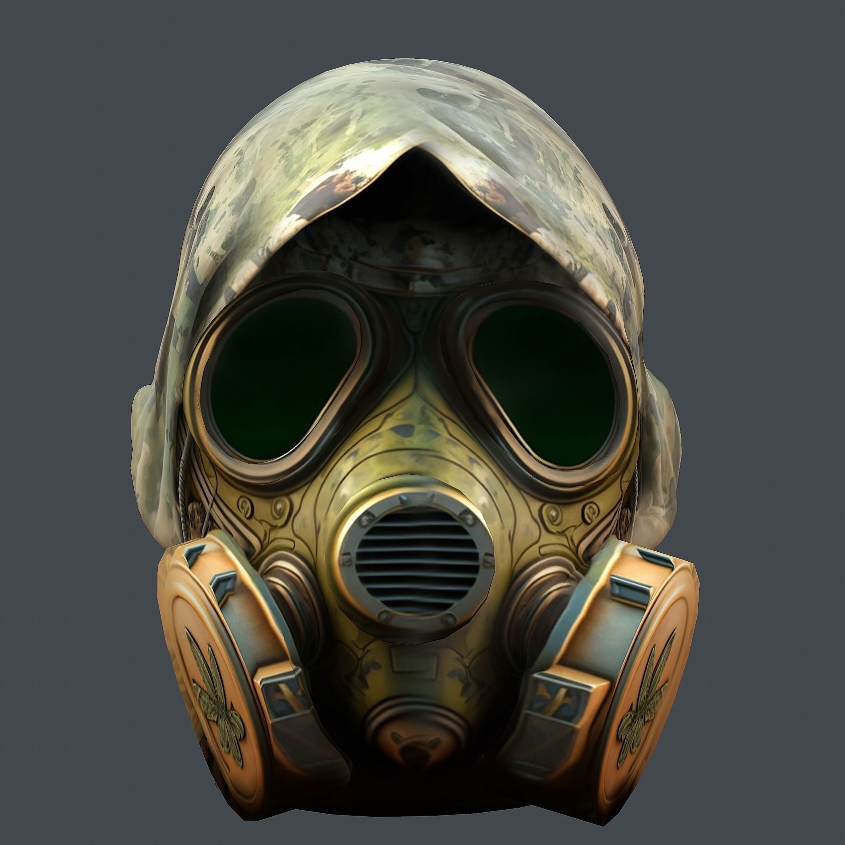 Gas mask helmet 3d model military combat fantasy cyborg Low-poly 3D model_1