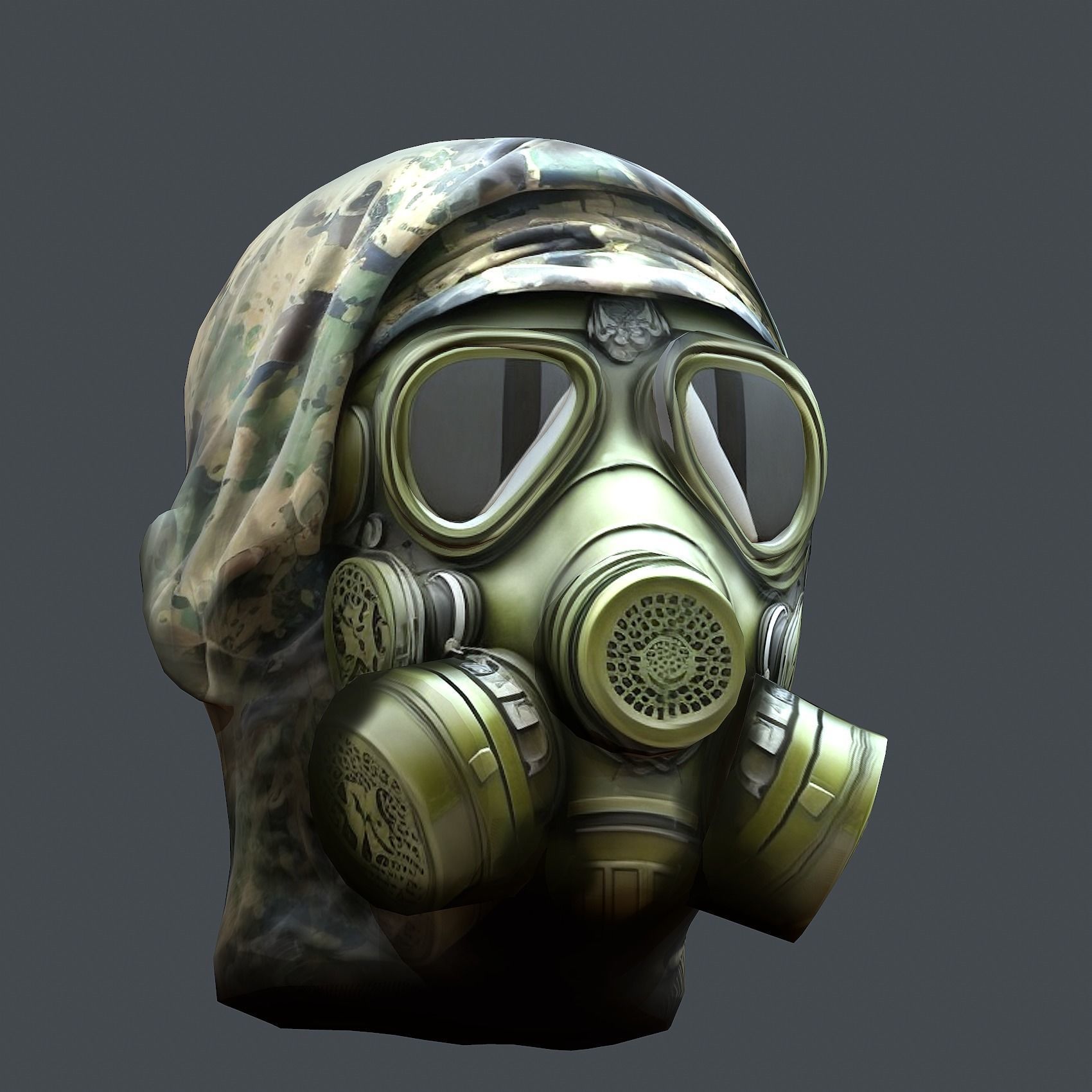 Gas mask helmet 3d model military combat fantasy cyborg Low-poly 3D model_5