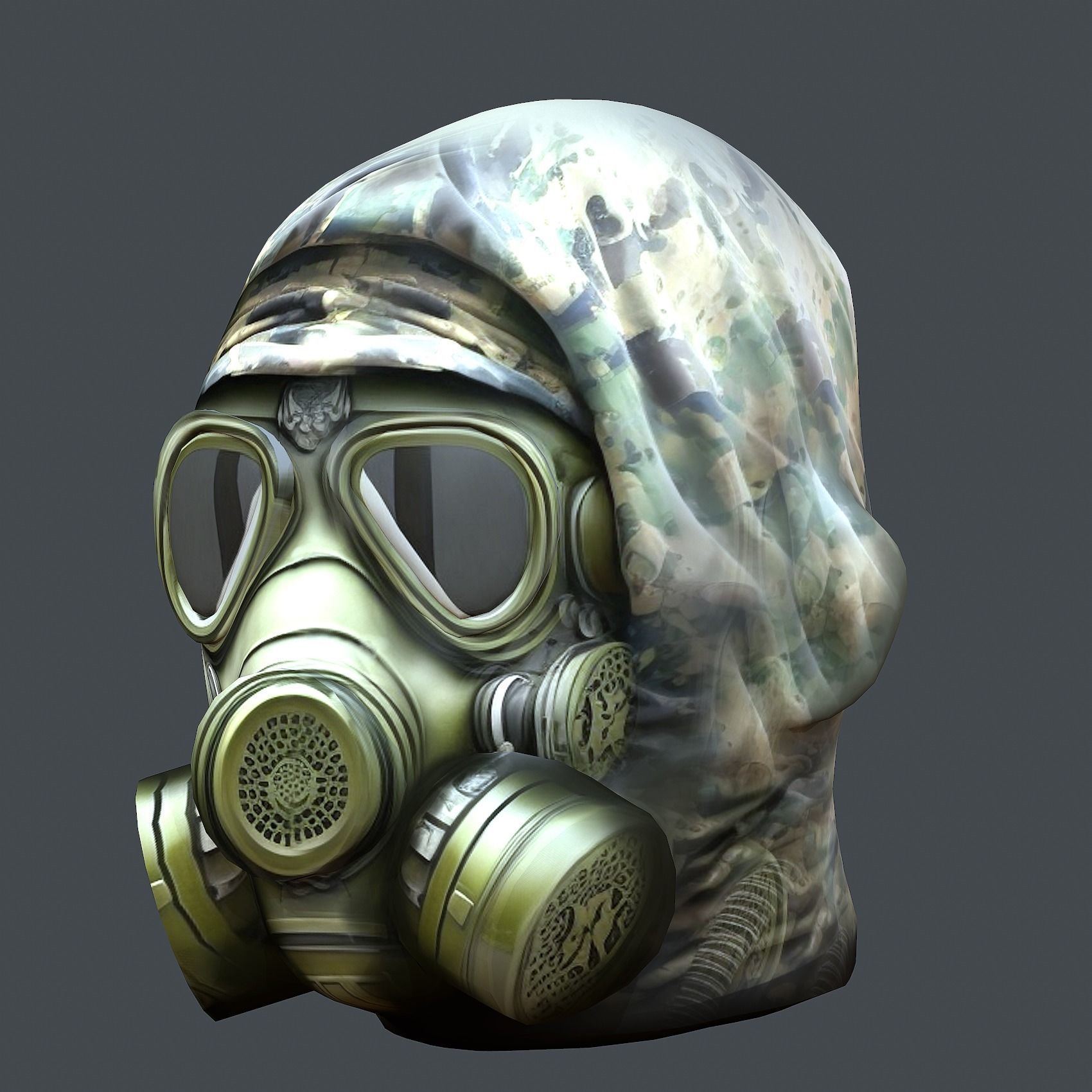 Gas mask helmet 3d model military combat fantasy cyborg Low-poly 3D model_3