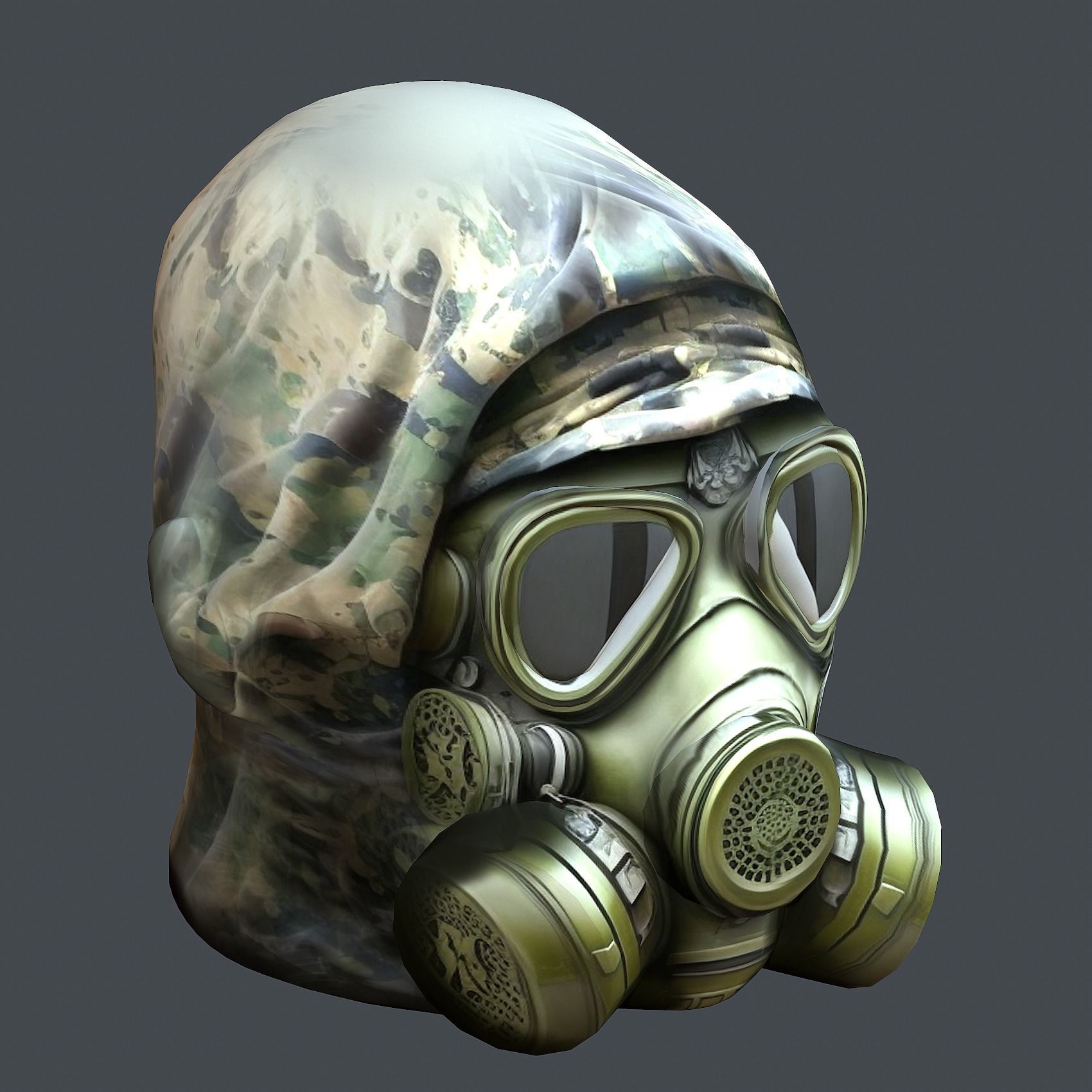 Gas mask helmet 3d model military combat fantasy cyborg Low-poly 3D model_7
