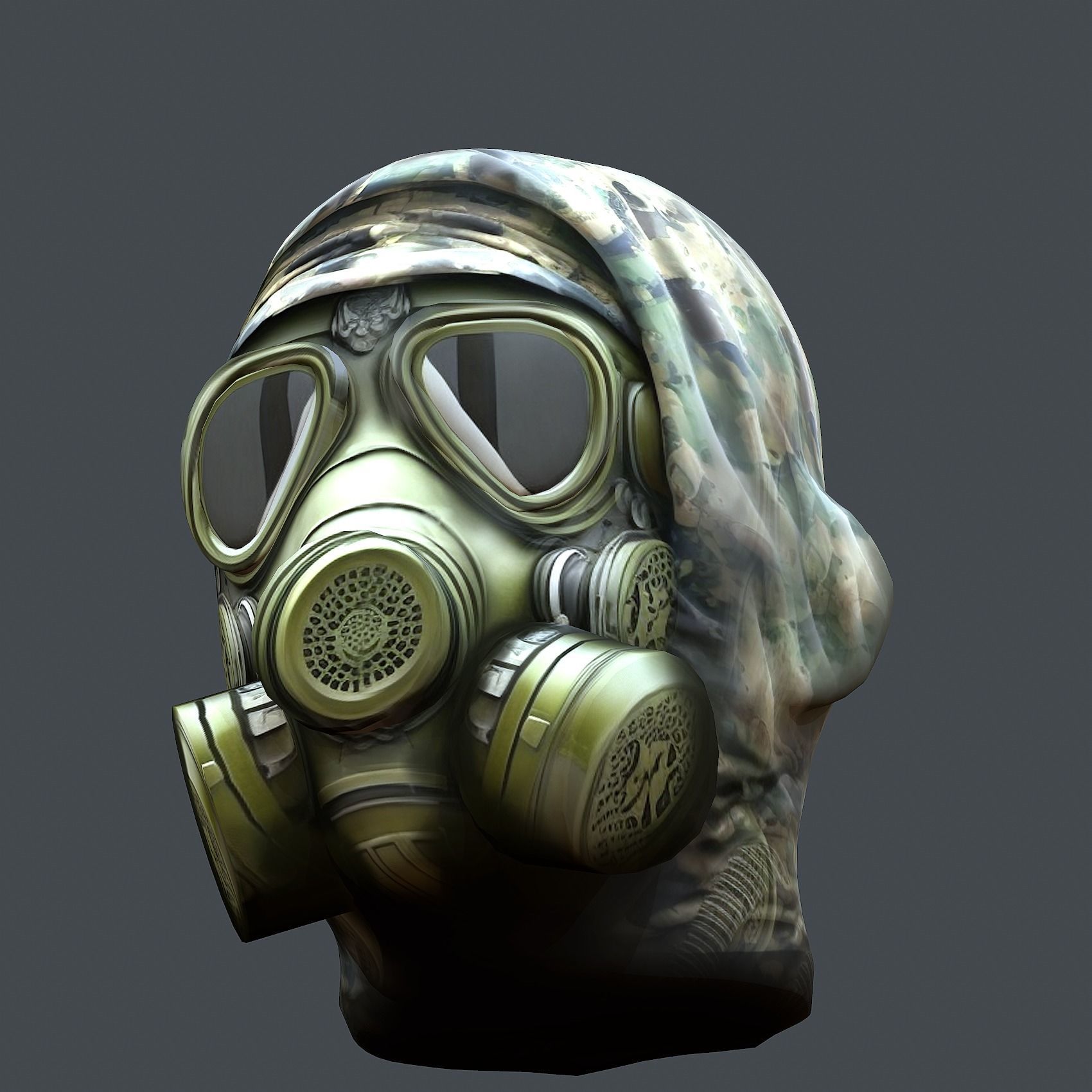 Gas mask helmet 3d model military combat fantasy cyborg Low-poly 3D model_6