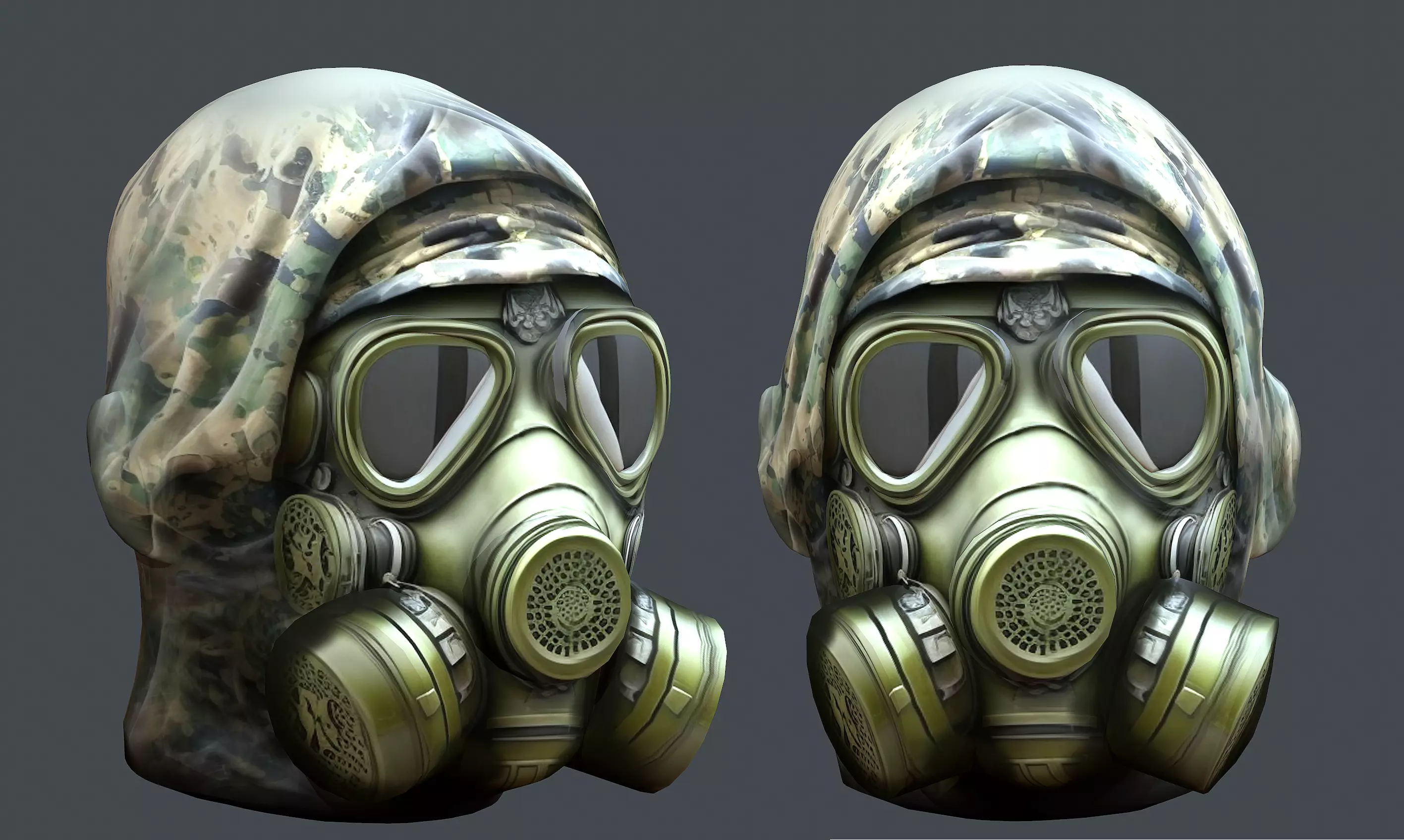 Gas mask helmet 3d model military combat fantasy cyborg Low-poly 3D model_0