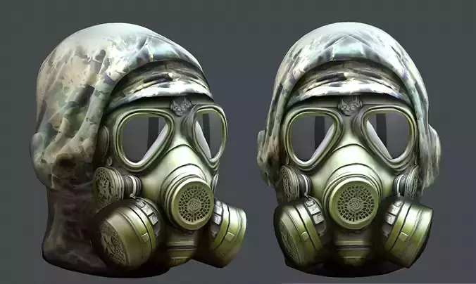 Gas mask helmet 3d model military combat fantasy cyborg