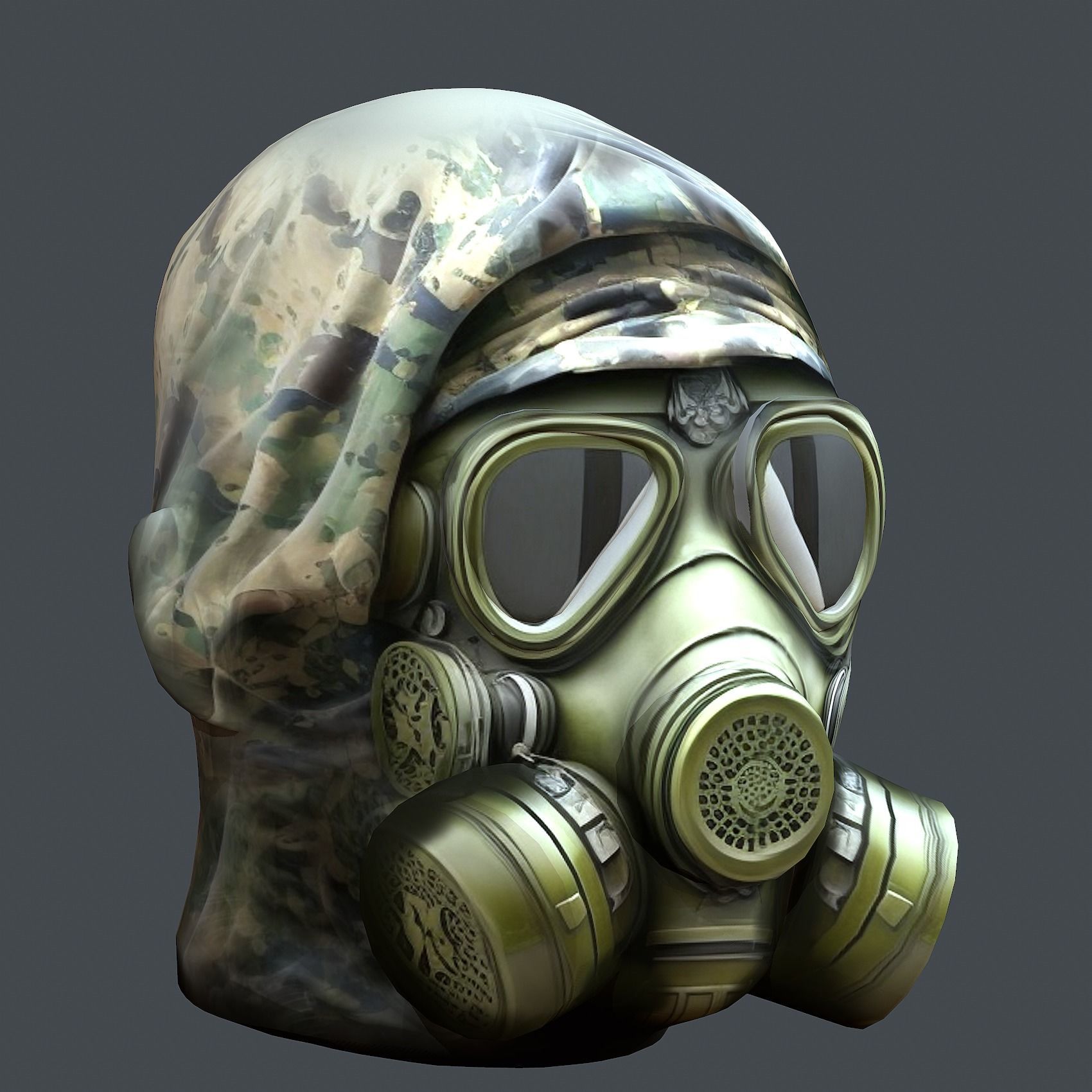Gas mask helmet 3d model military combat fantasy cyborg Low-poly 3D model_2