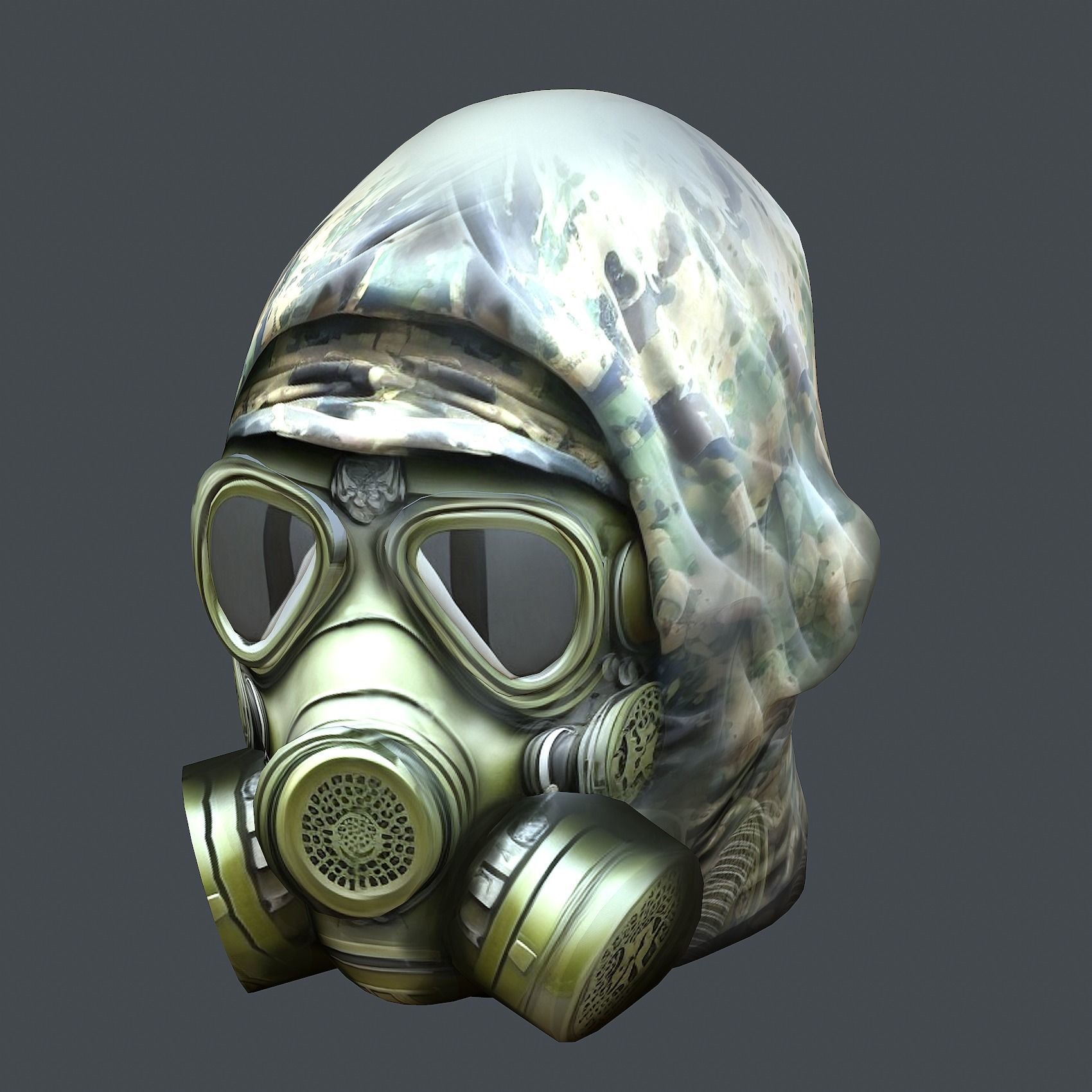 Gas mask helmet 3d model military combat fantasy cyborg Low-poly 3D model_4