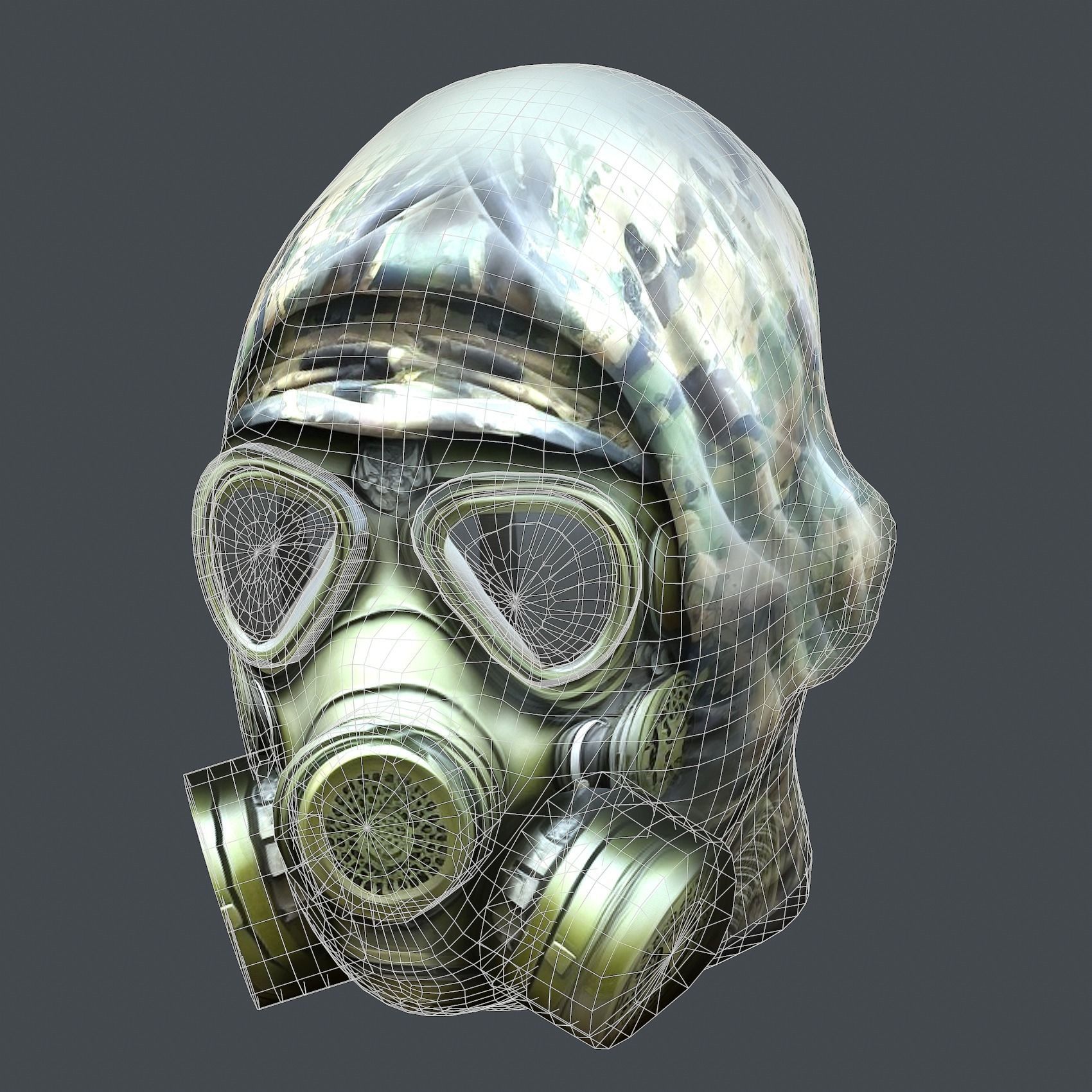 Gas mask helmet 3d model military combat fantasy cyborg Low-poly 3D model_8