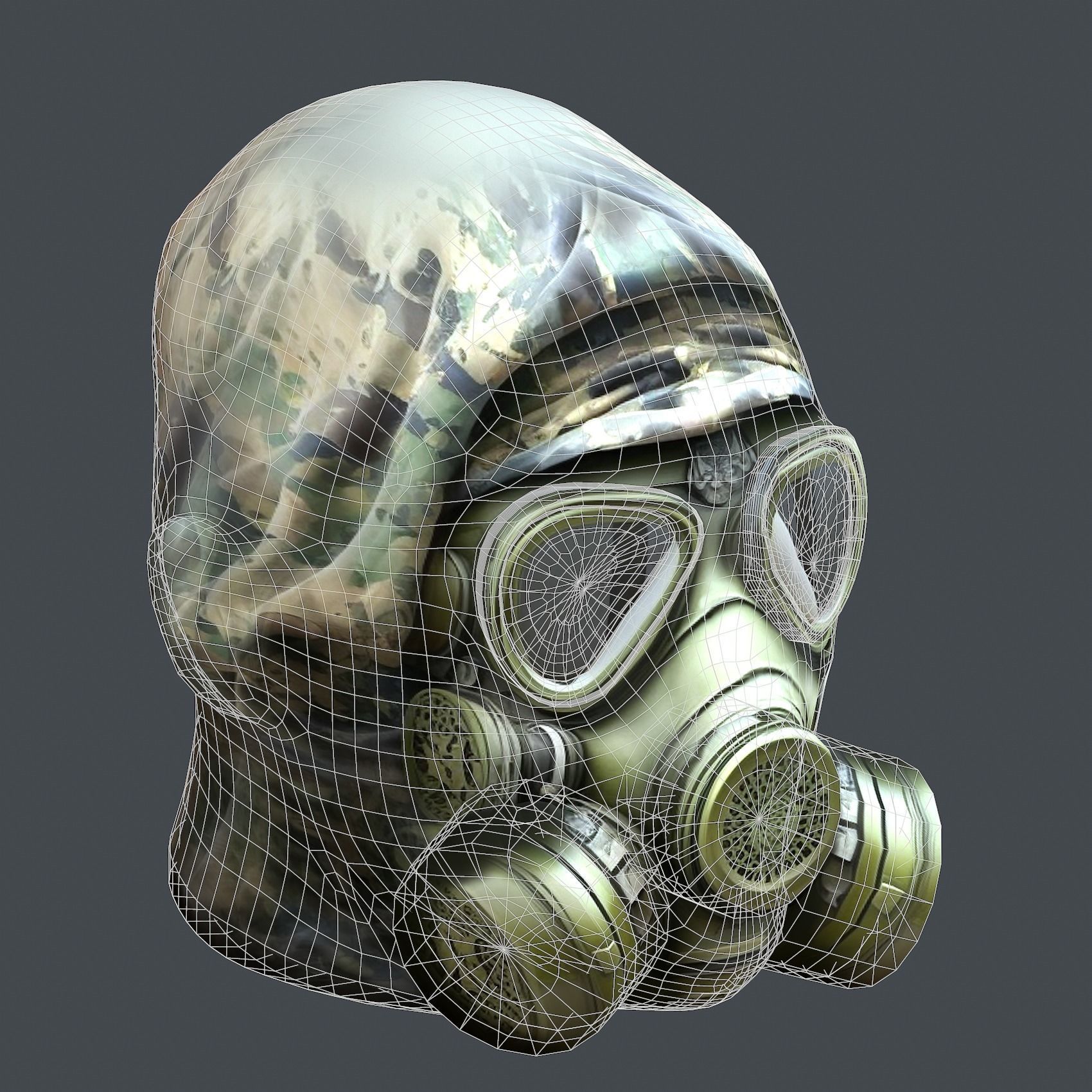 Gas mask helmet 3d model military combat fantasy cyborg Low-poly 3D model_9