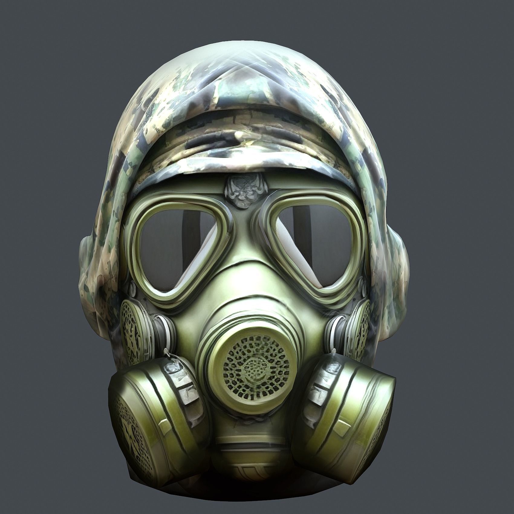 Gas mask helmet 3d model military combat fantasy cyborg Low-poly 3D model_1