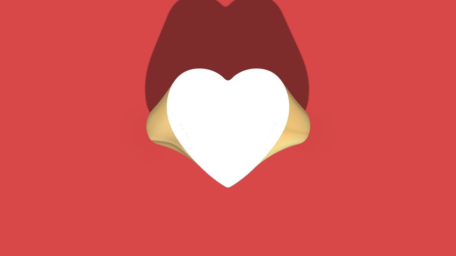 Signet Ring big heart 3D print model  3D print model_4