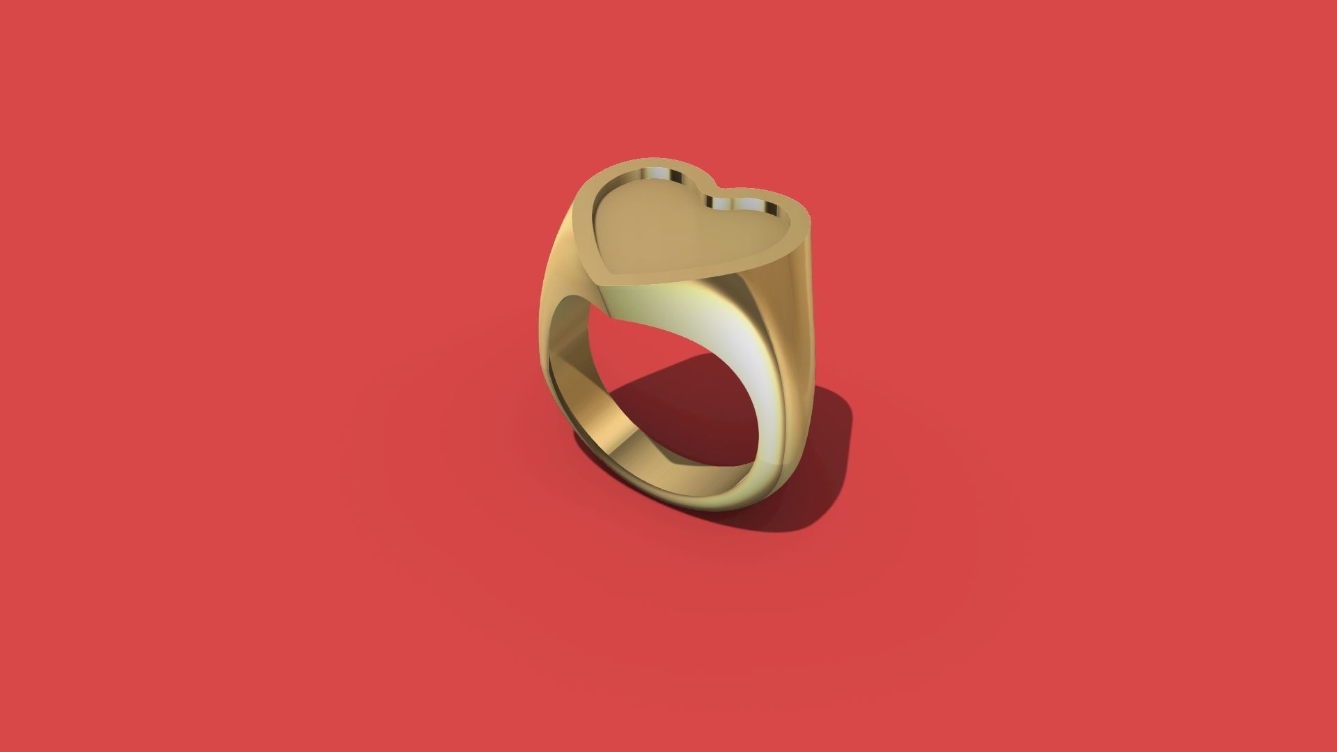Signet Ring big heart 3D print model  3D print model_1