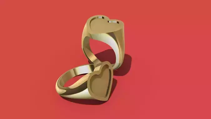 Signet Ring big heart 3D print model 