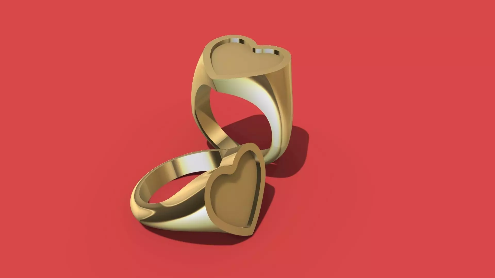 Signet Ring big heart 3D print model  3D print model_0