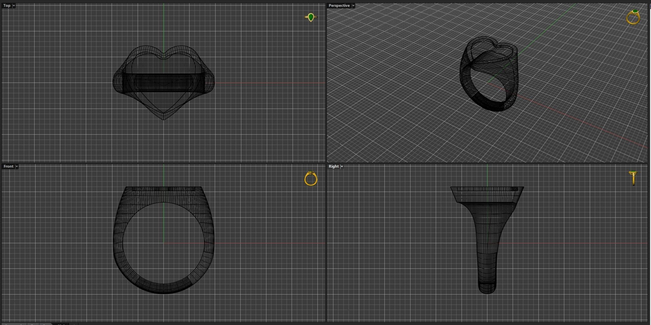 Signet Ring big heart 3D print model  3D print model_3