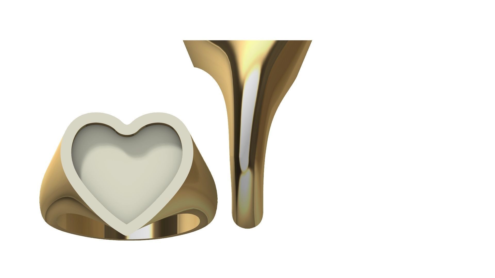 Signet Ring big heart 3D print model  3D print model_9