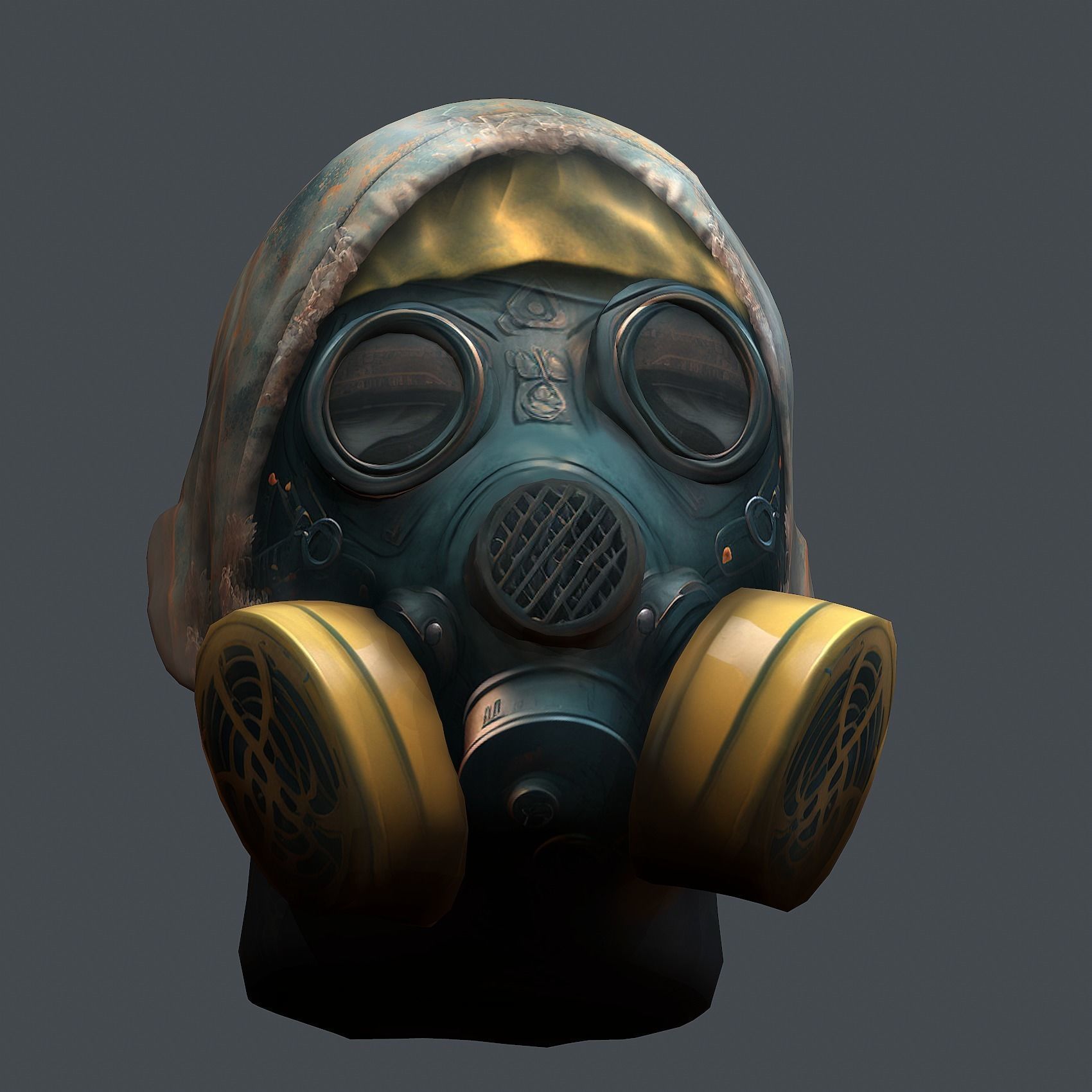 Gas mask helmet 3d model military combat fantasy cyborg Low-poly 3D model_4