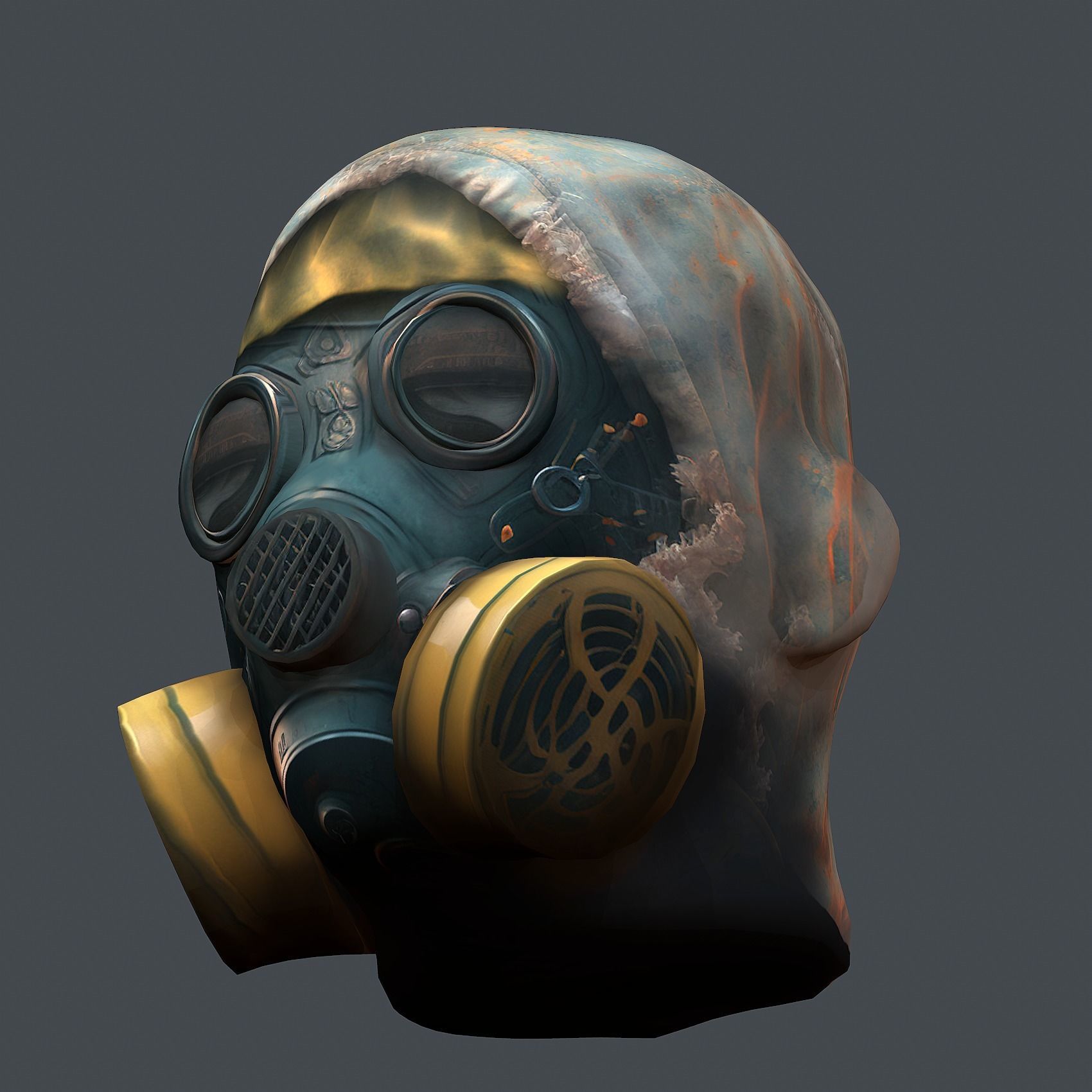 Gas mask helmet 3d model military combat fantasy cyborg Low-poly 3D model_6
