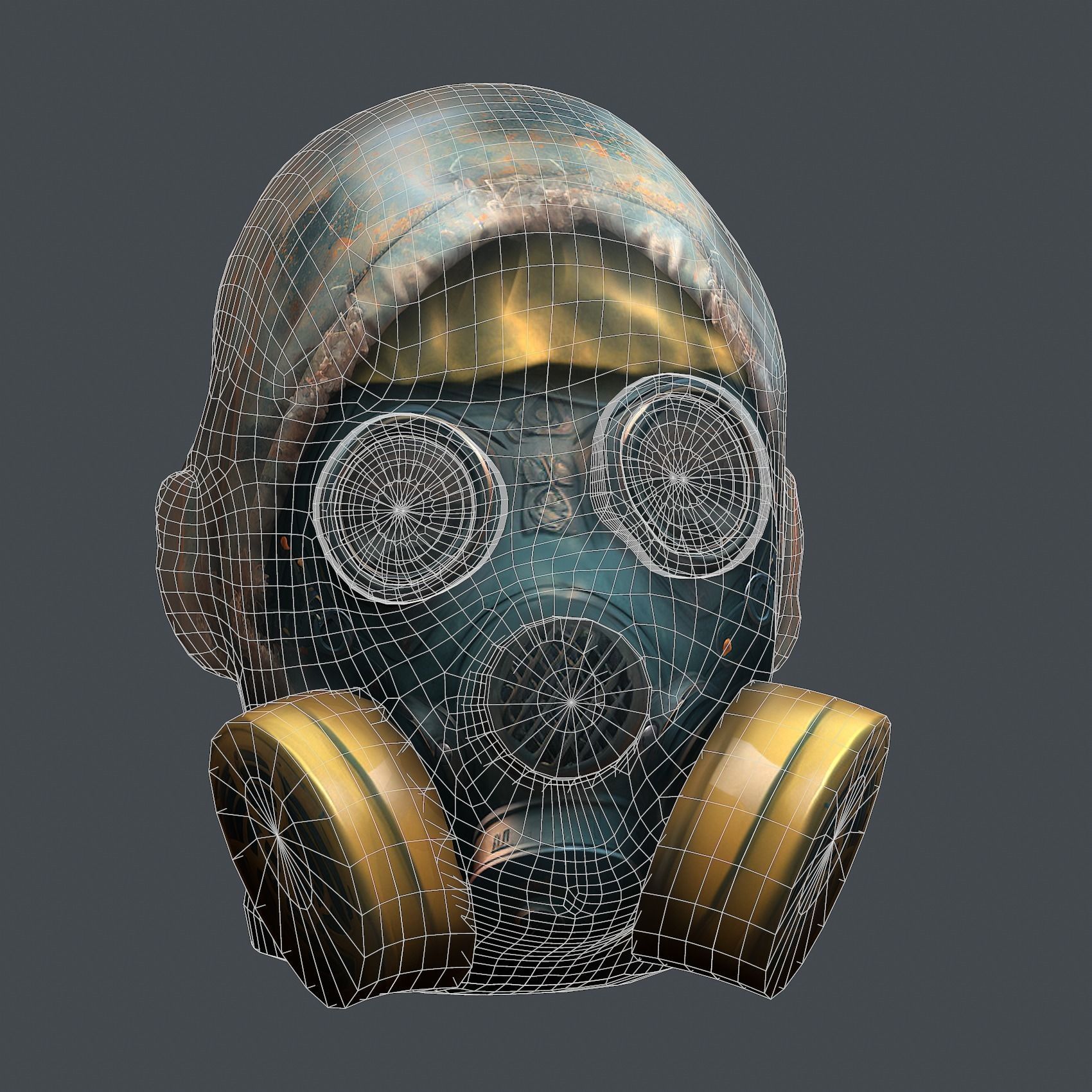 Gas mask helmet 3d model military combat fantasy cyborg Low-poly 3D model_7