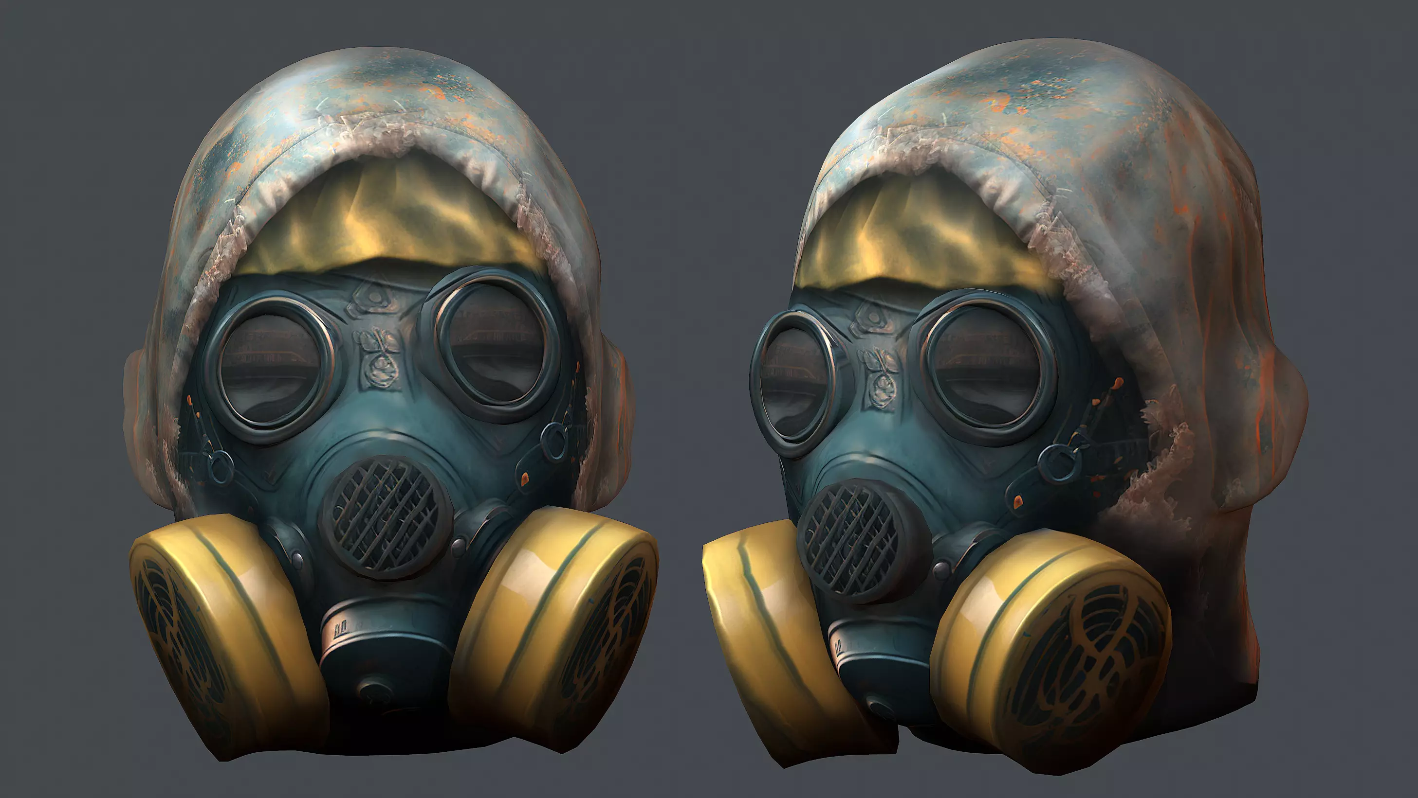 Gas mask helmet 3d model military combat fantasy cyborg Low-poly 3D model_0