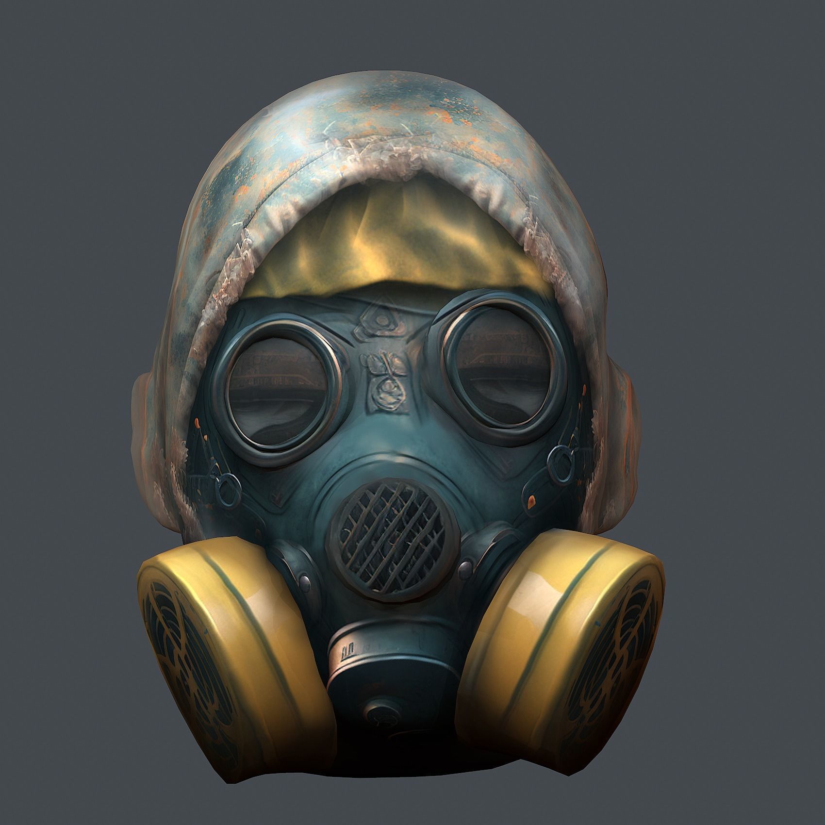 Gas mask helmet 3d model military combat fantasy cyborg Low-poly 3D model_1
