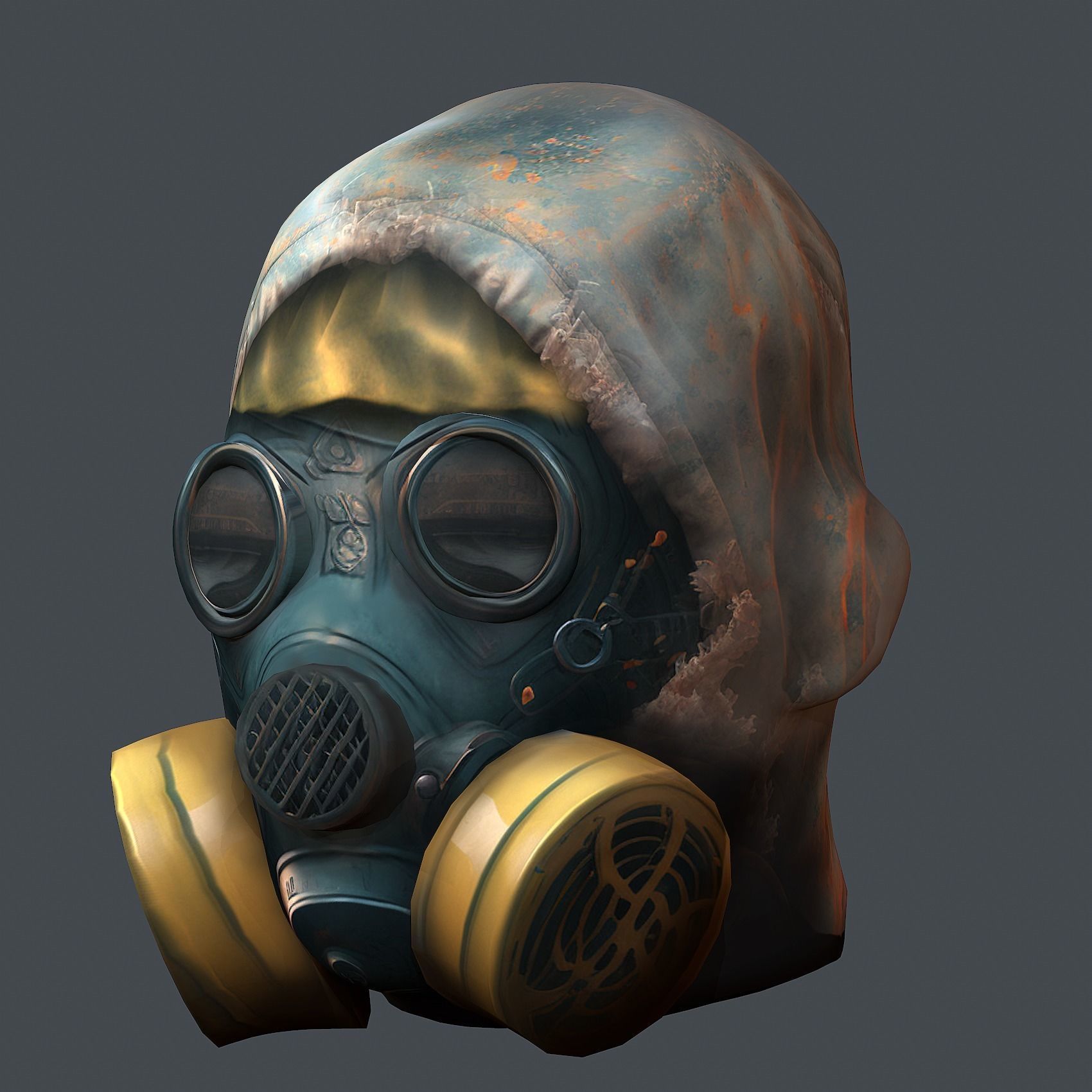 Gas mask helmet 3d model military combat fantasy cyborg Low-poly 3D model_2