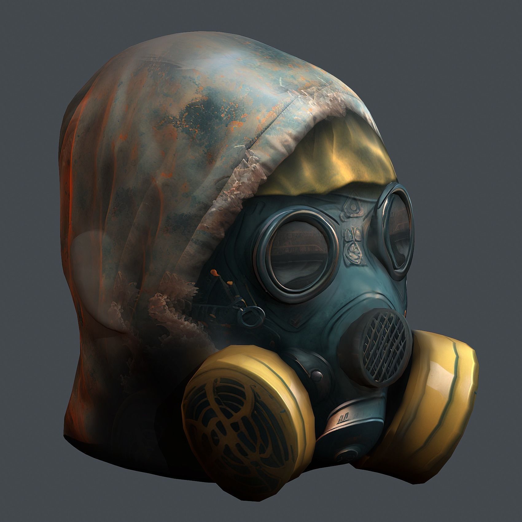 Gas mask helmet 3d model military combat fantasy cyborg Low-poly 3D model_3