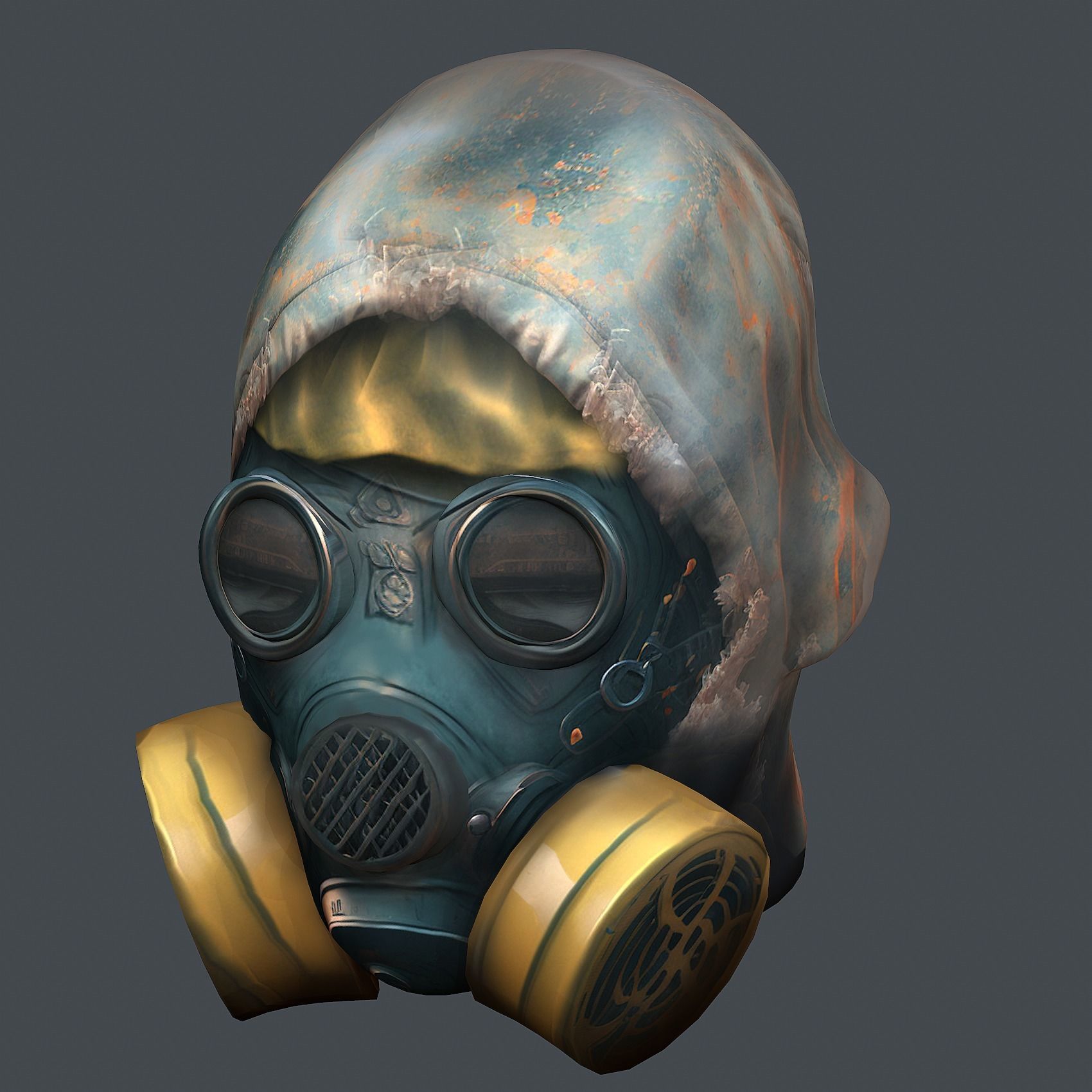 Gas mask helmet 3d model military combat fantasy cyborg Low-poly 3D model_5
