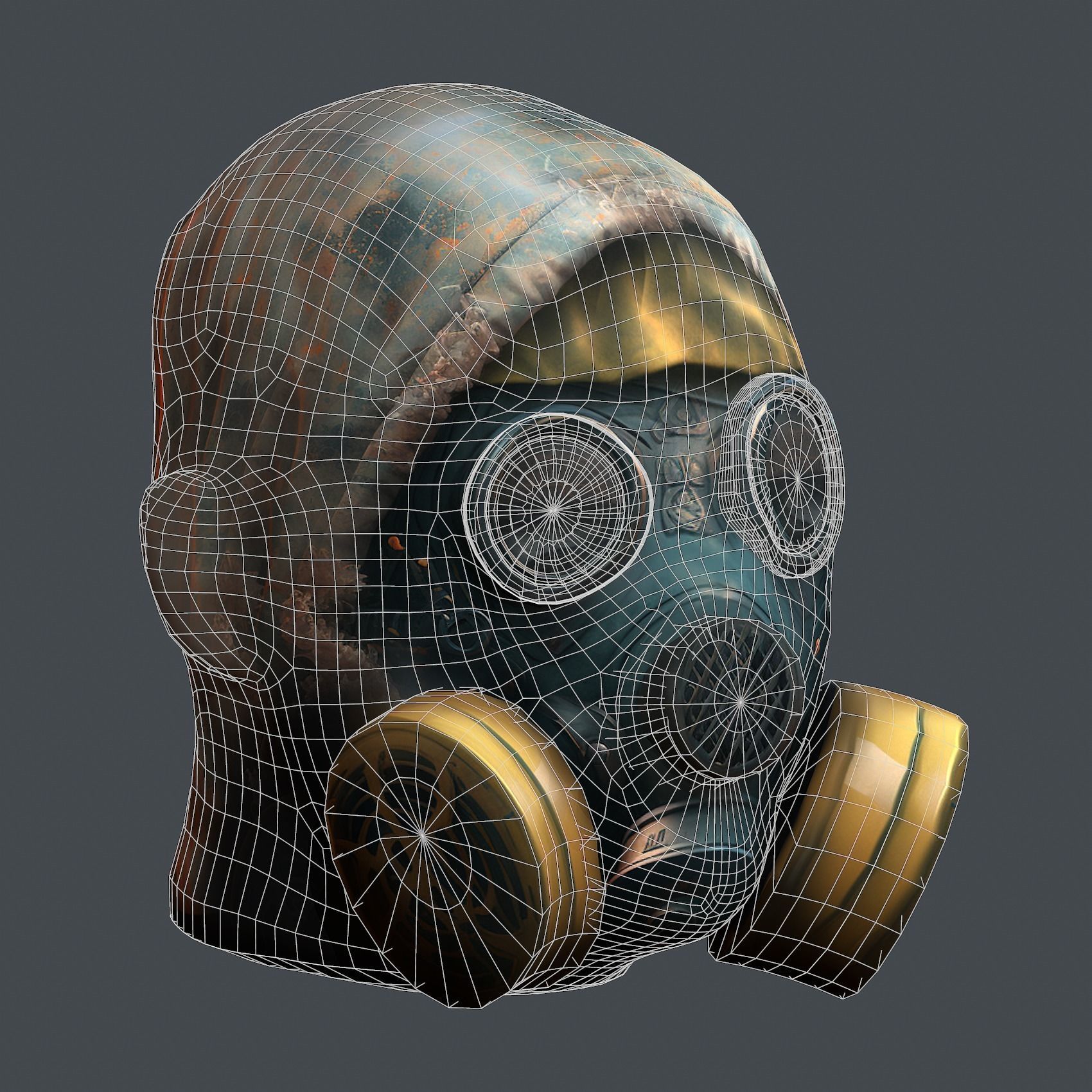 Gas mask helmet 3d model military combat fantasy cyborg Low-poly 3D model_8