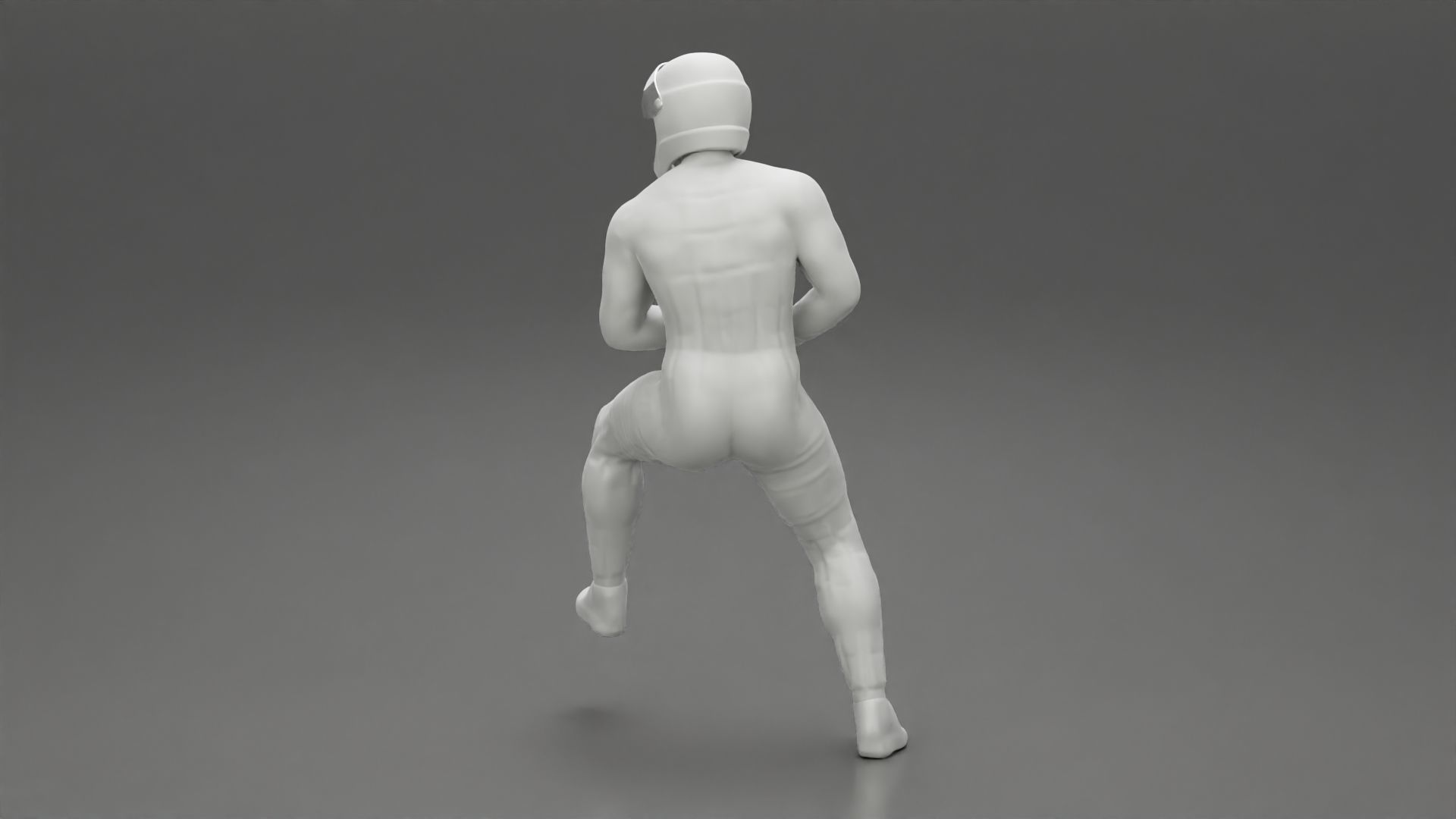 Biker man in helmet on a motorcycle stopped 3D print model_9
