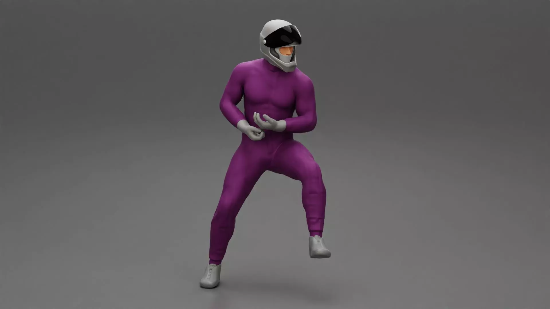 Biker man in helmet on a motorcycle stopped 3D print model_0