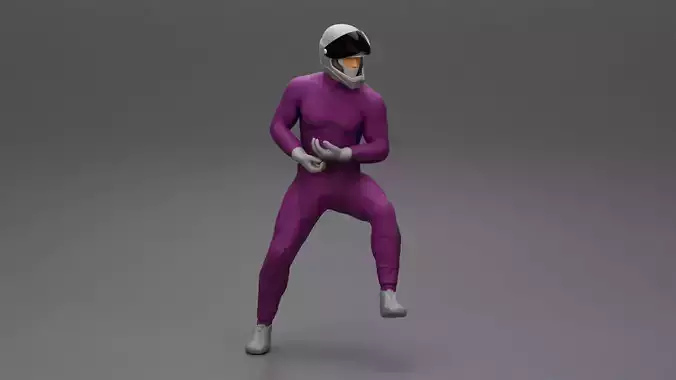 Biker man in helmet on a motorcycle stopped