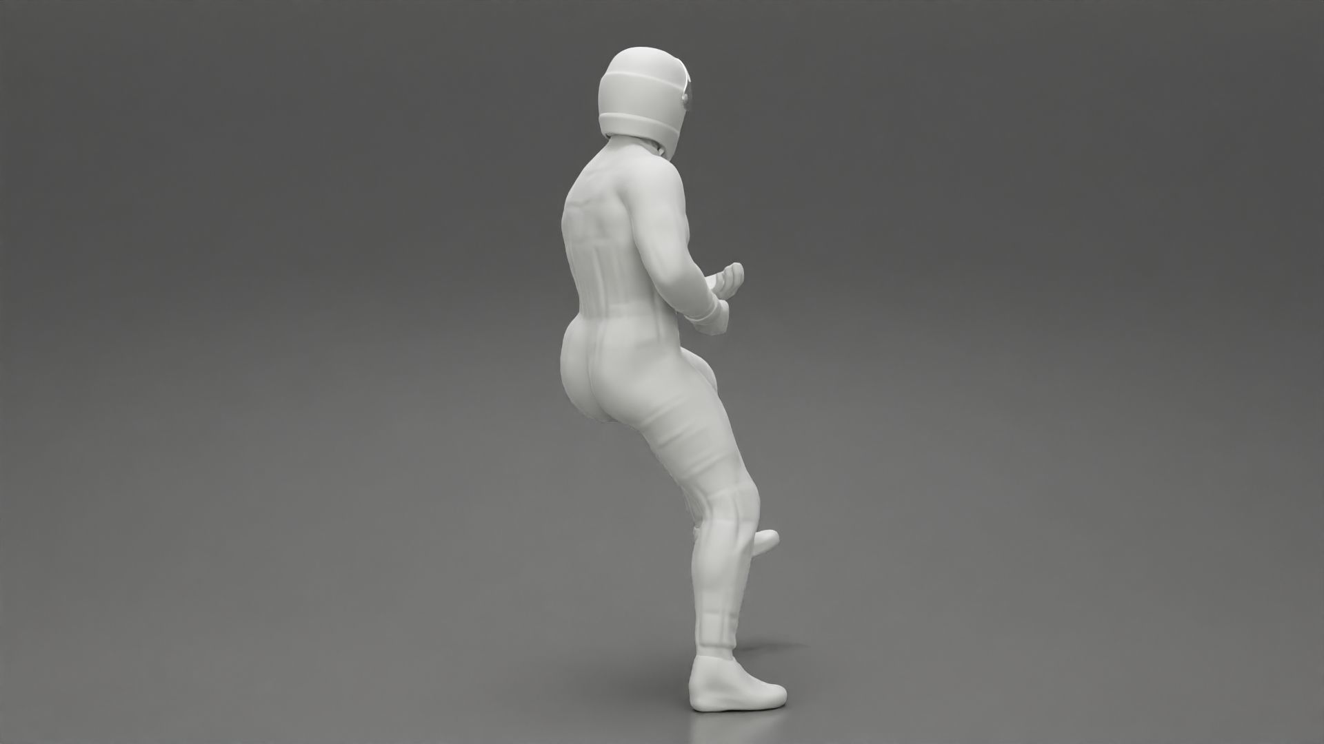 Biker man in helmet on a motorcycle stopped 3D print model_8