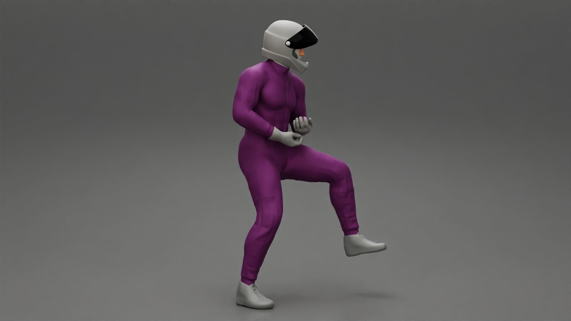 Biker man in helmet on a motorcycle stopped 3D print model_1