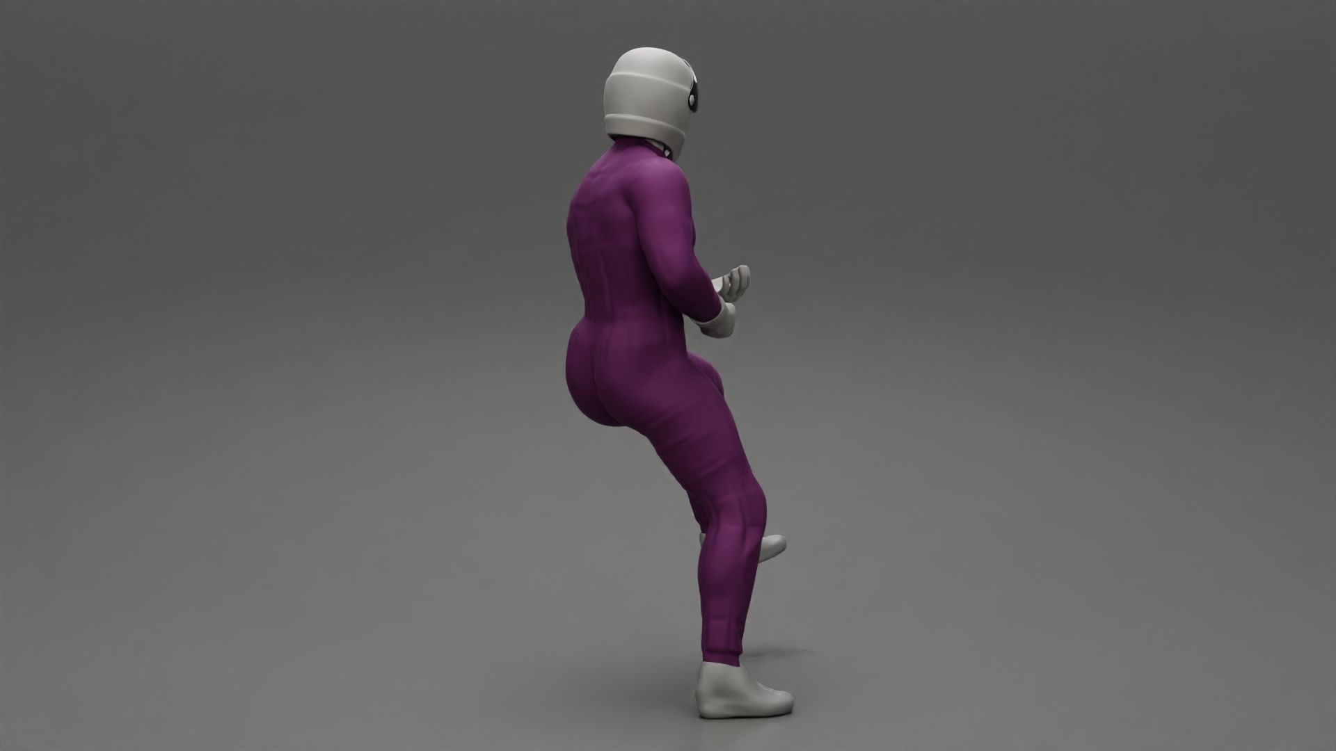 Biker man in helmet on a motorcycle stopped 3D print model_2